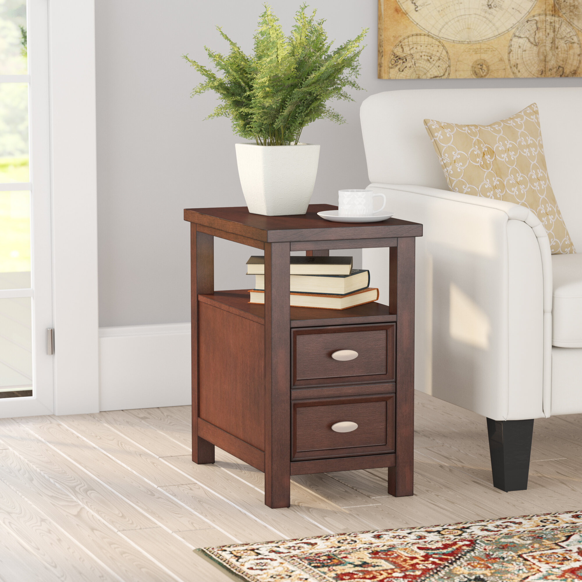 Darius Solid Wood End Table with Storage