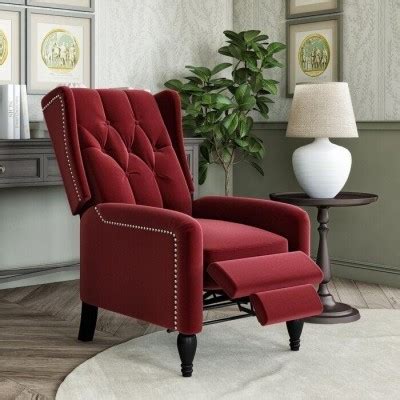 Deep Ruby Red Polyester Manual Recliner