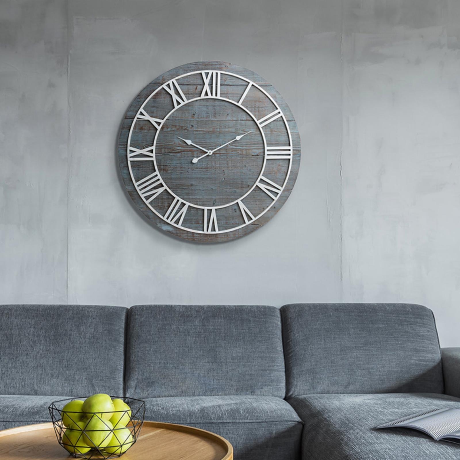 Distressed Gray Wood Mechanical Wall Clock