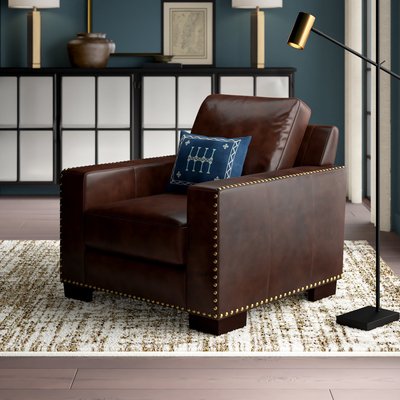 Square leather deals club chair