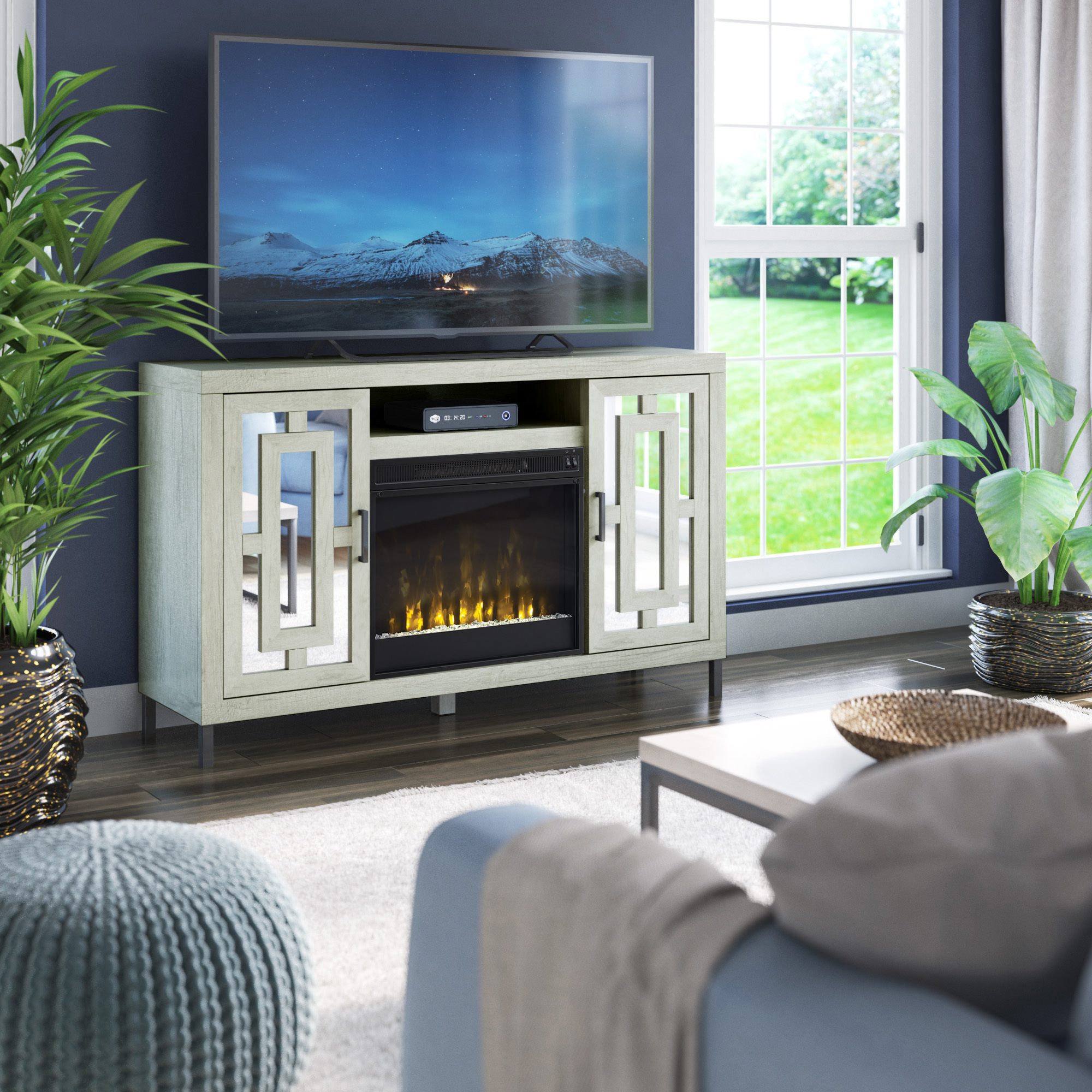 Fairfax Oak Manufactured Wood TV Stand Fireplace