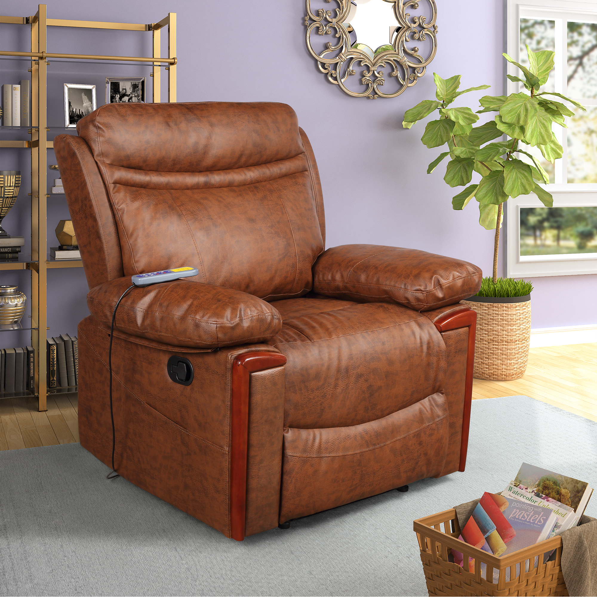 Faux Leather Traditional Reclining Heated Massage Chair