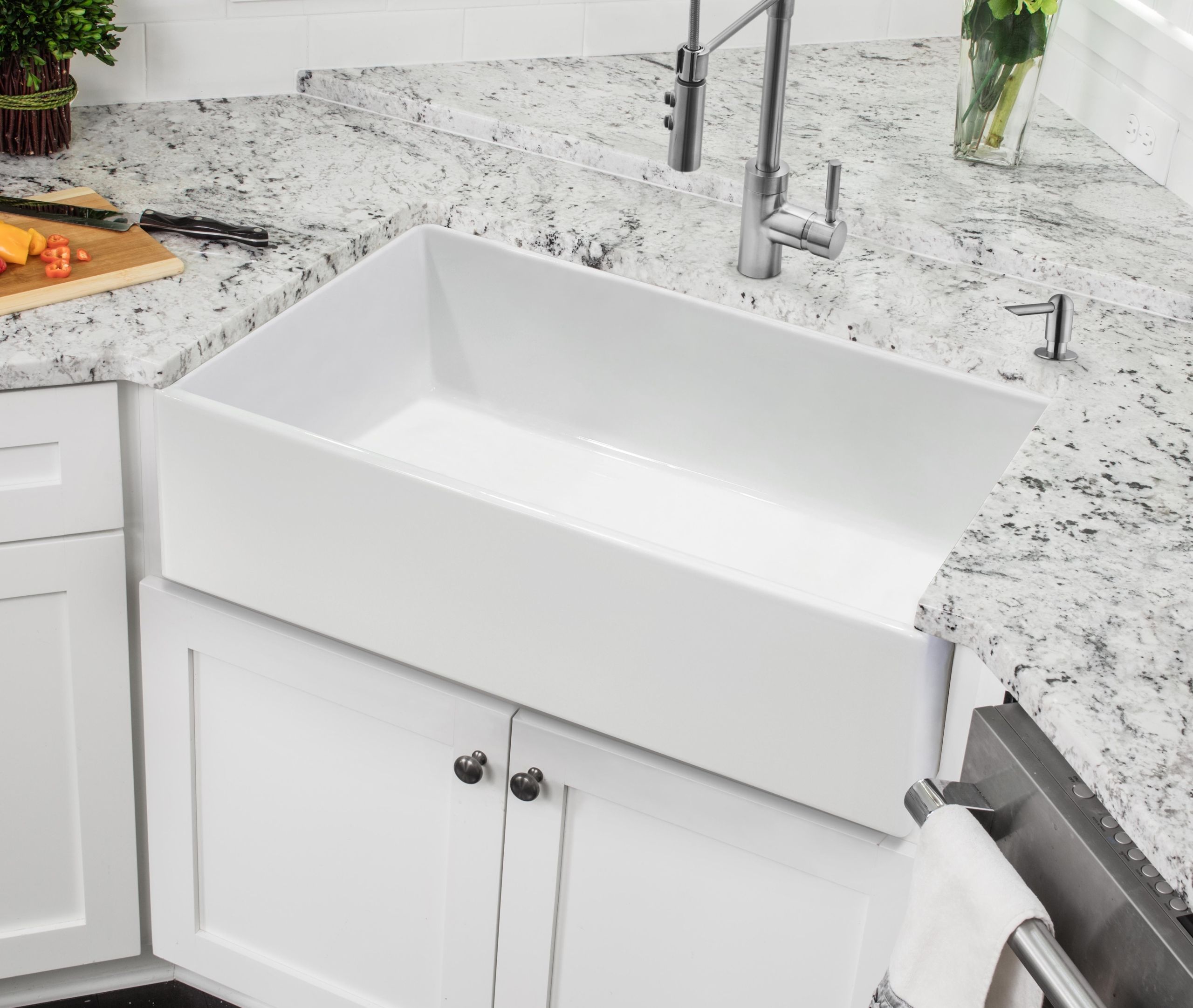 Fireclay Glazed Double Basin Farmhouse Kitchen Sink