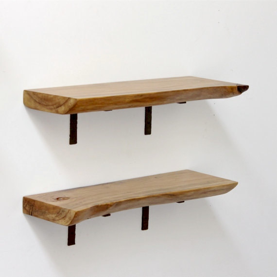 Floating Shelf Live Edge Slab Wood Open Shelving