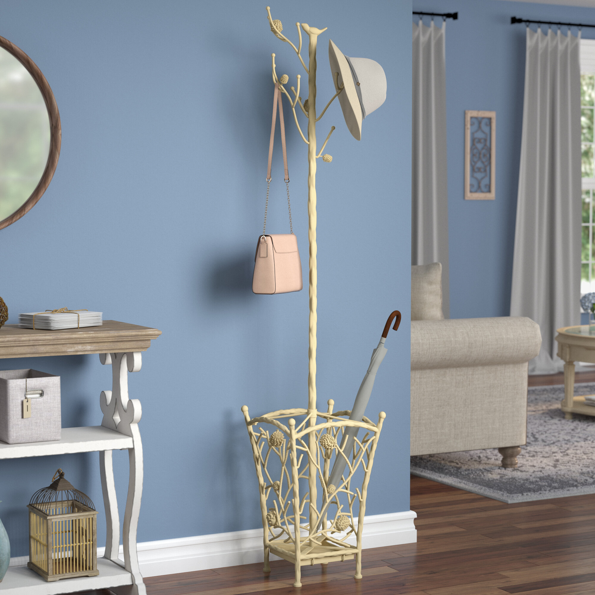 French Vanilla Metal Freestanding Coat Rack