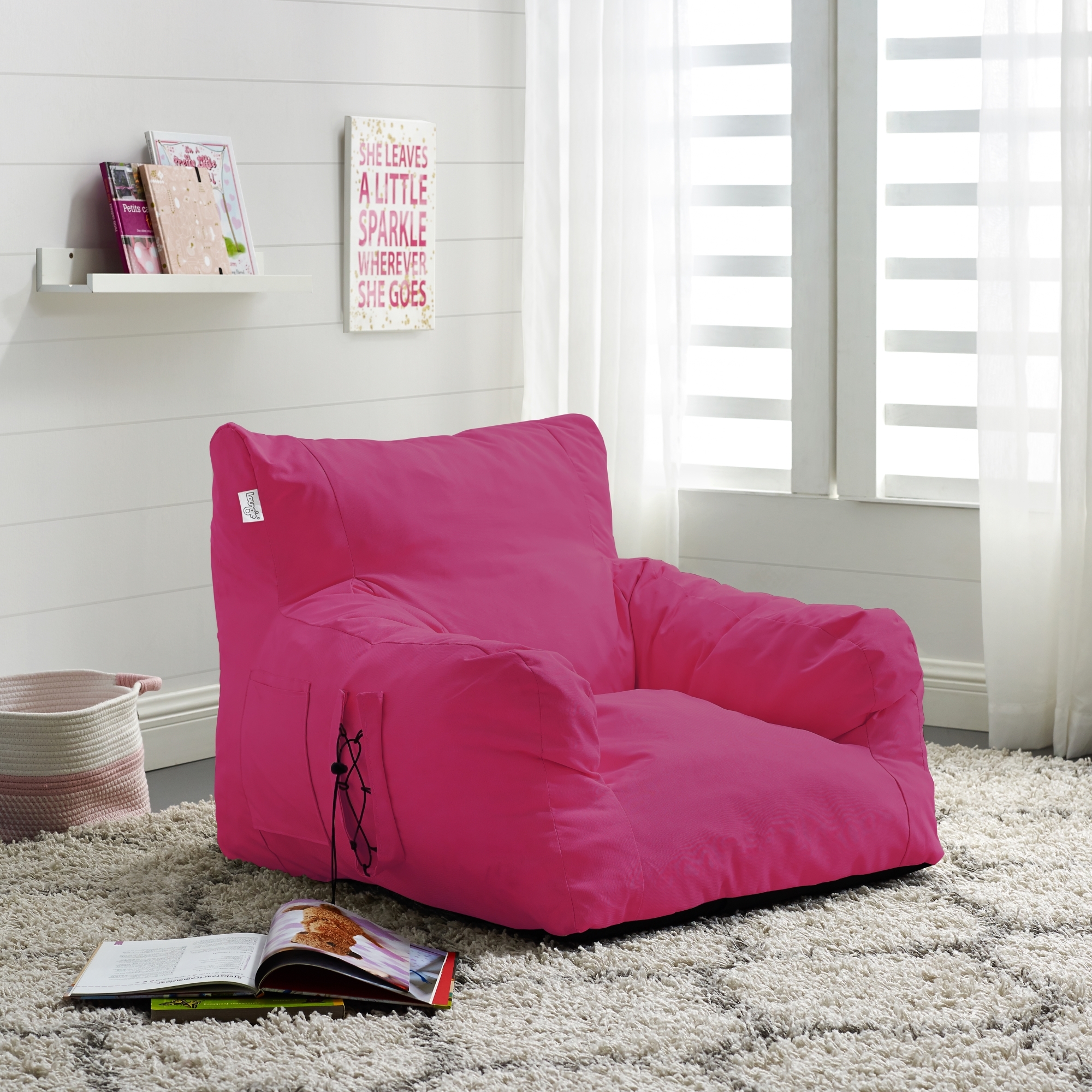 Fuchsia Nylon Bean Bag Lounger