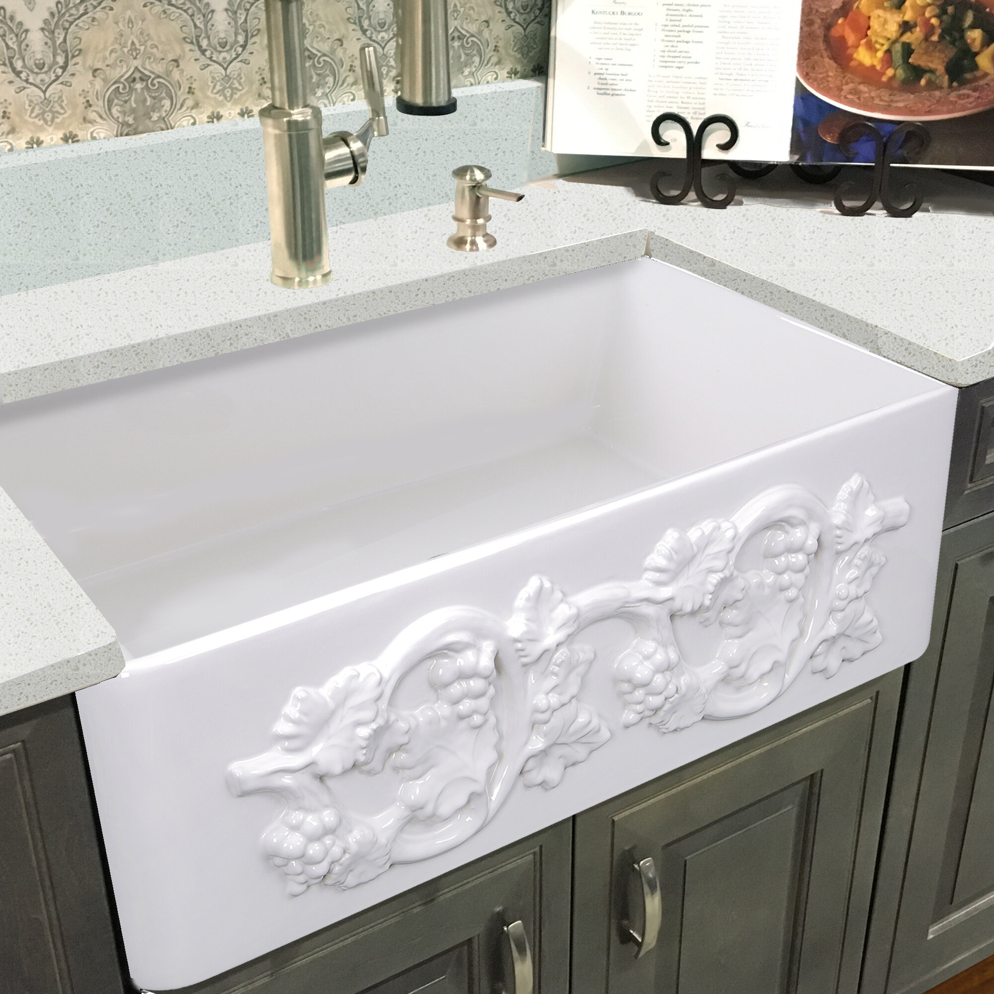 Glazed White Fireclay Farmhouse Kitchen Sink