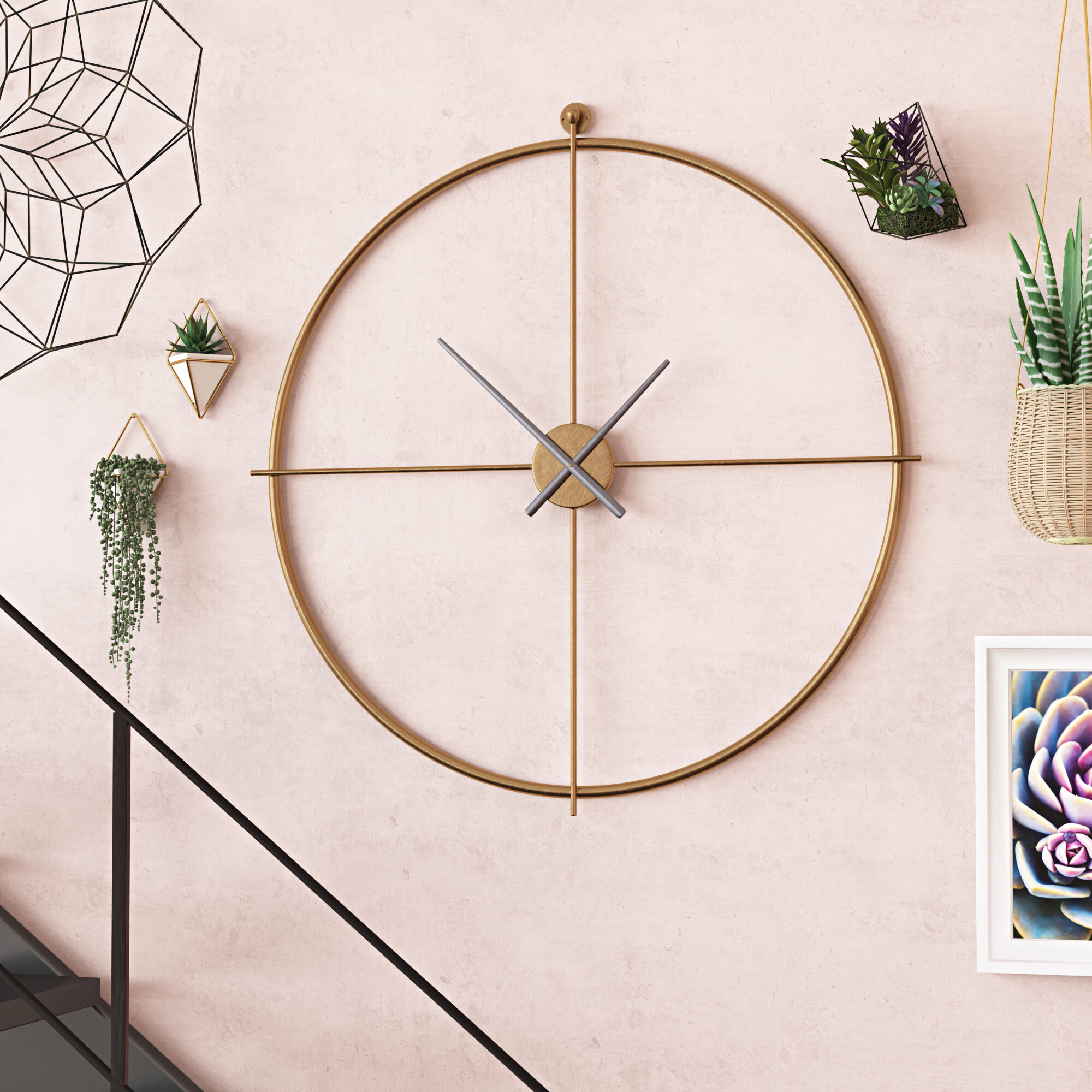 Gold Metal Analog Wall Clock