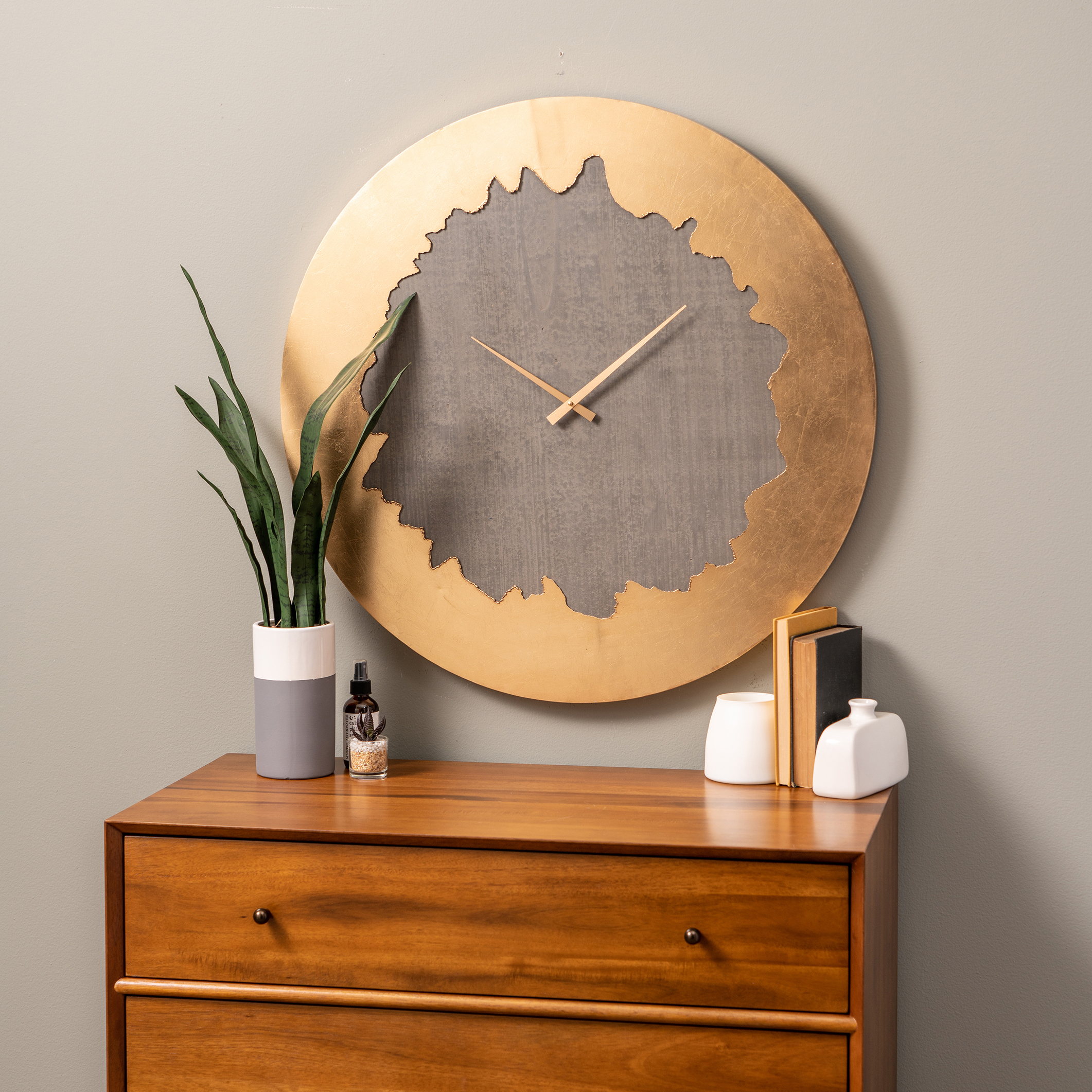 Gray Metal Analog Wall Clock