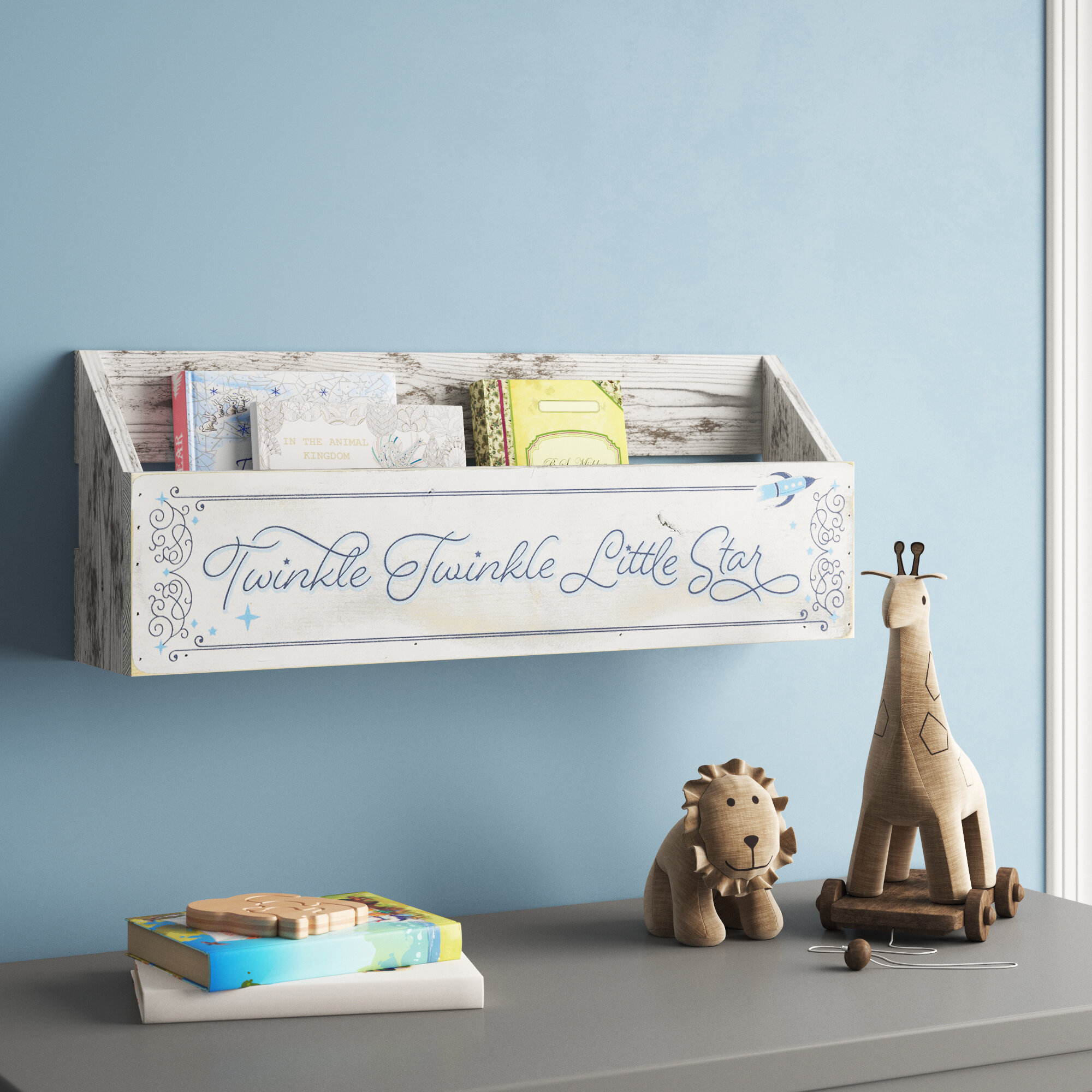 Gray Pine Solid Wood Floating Shelves