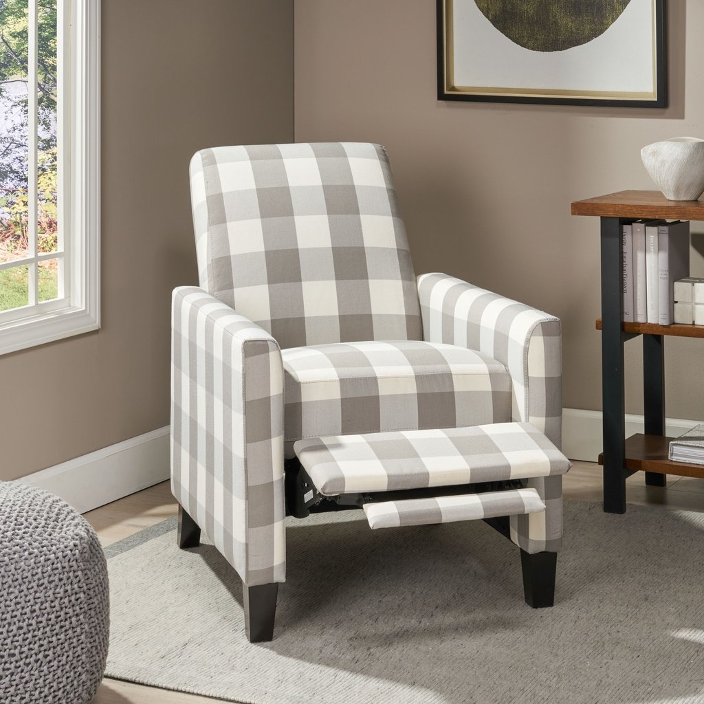 Gray Polyester Transitional Manual Recliner
