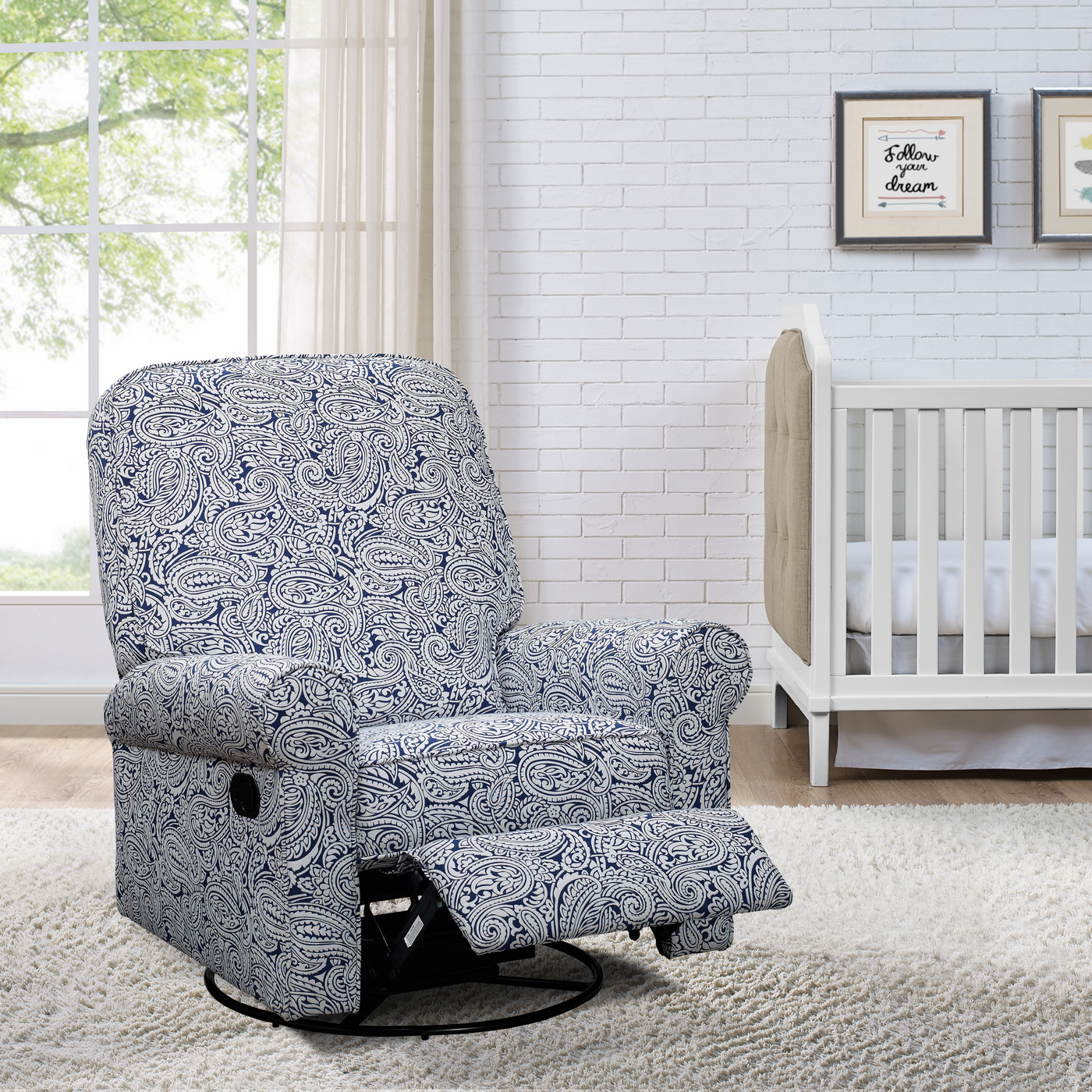 Indigo Solid Manufactured Wood Rocker Reclining Glider