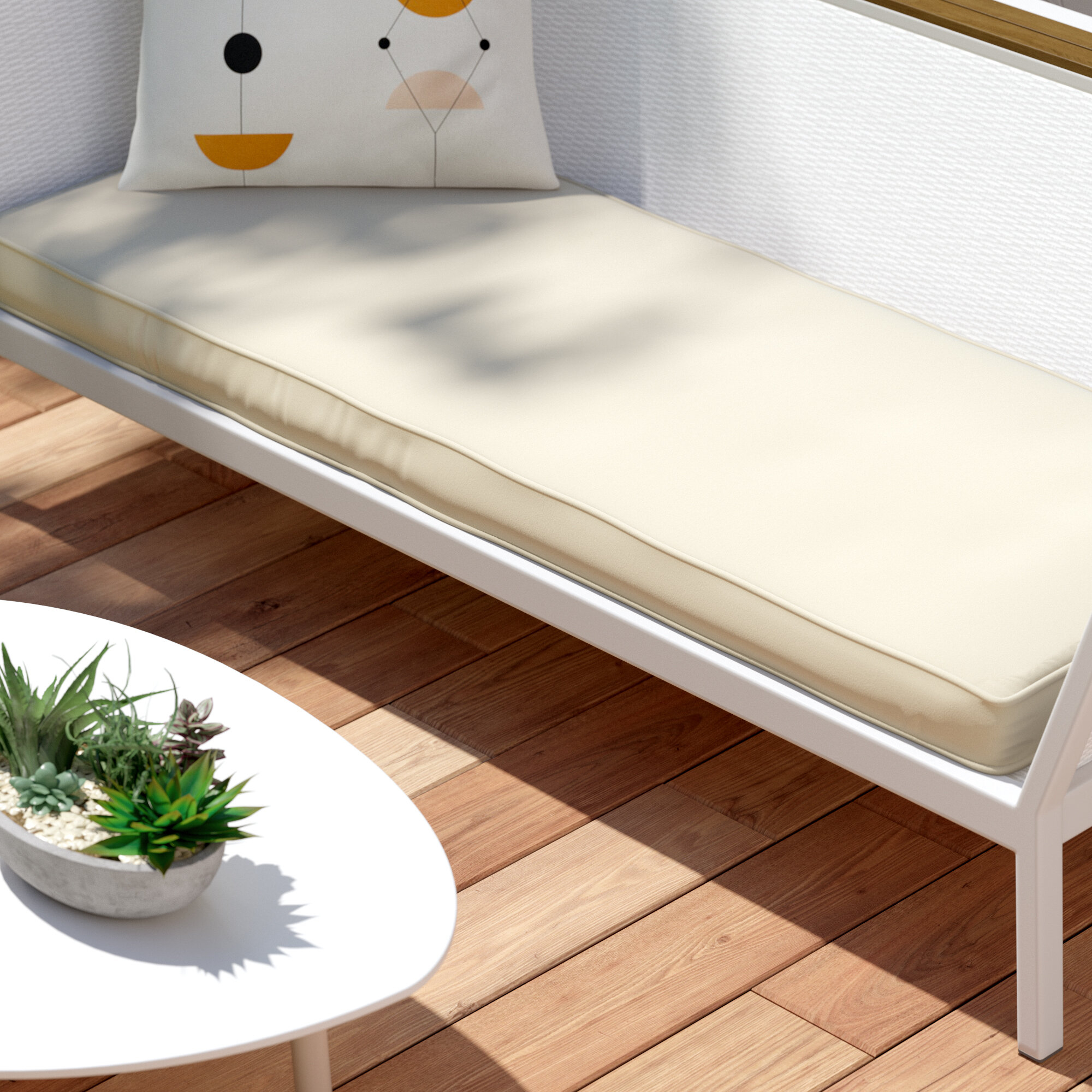 Ivory Acrylic Foam Polyester Indoor Outdoor Bench Cushion