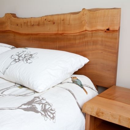 Live edge arbutus headboard and side tables | www ...