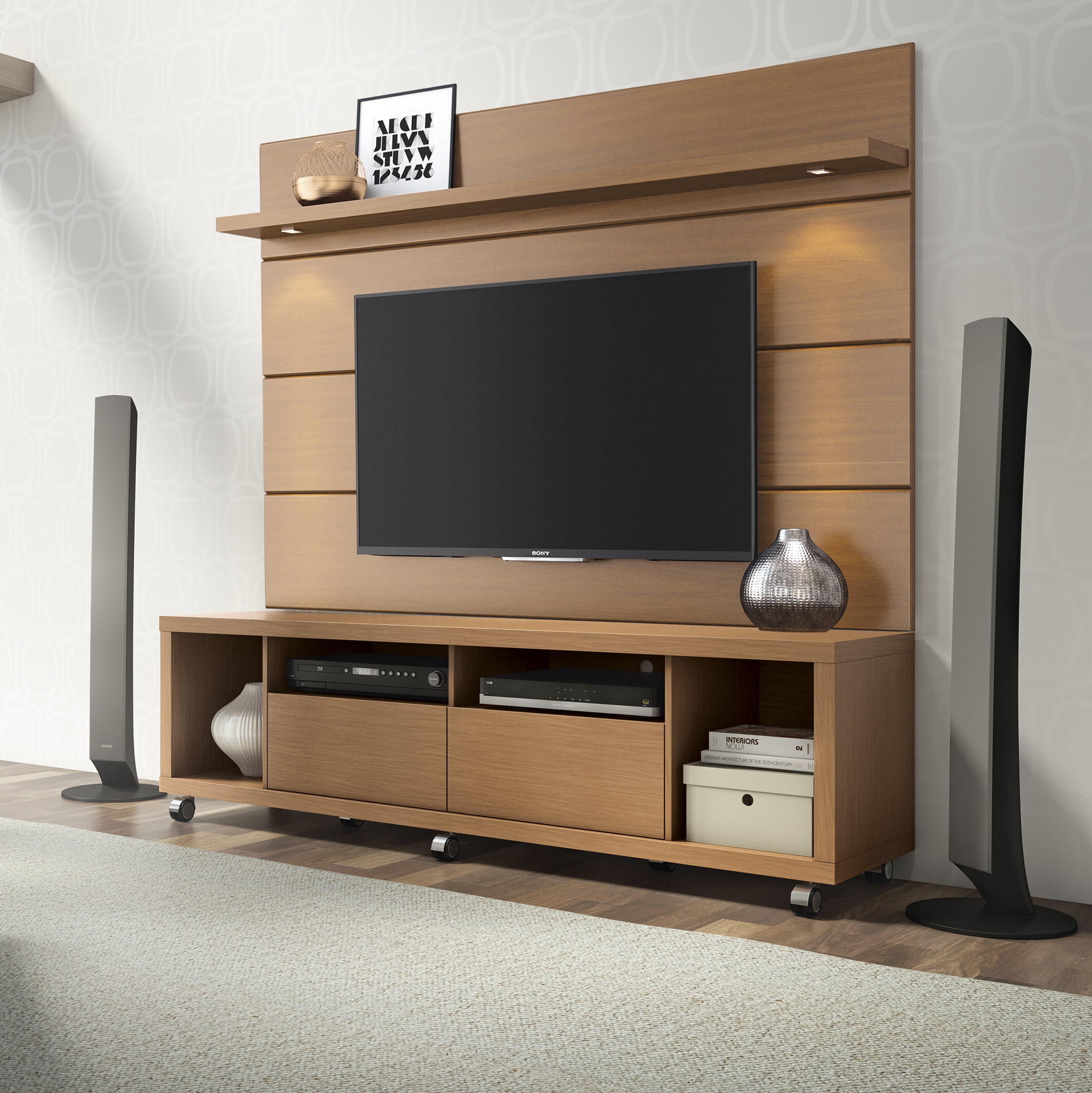 Maple Cream Manufactured Wood Entertainment Center