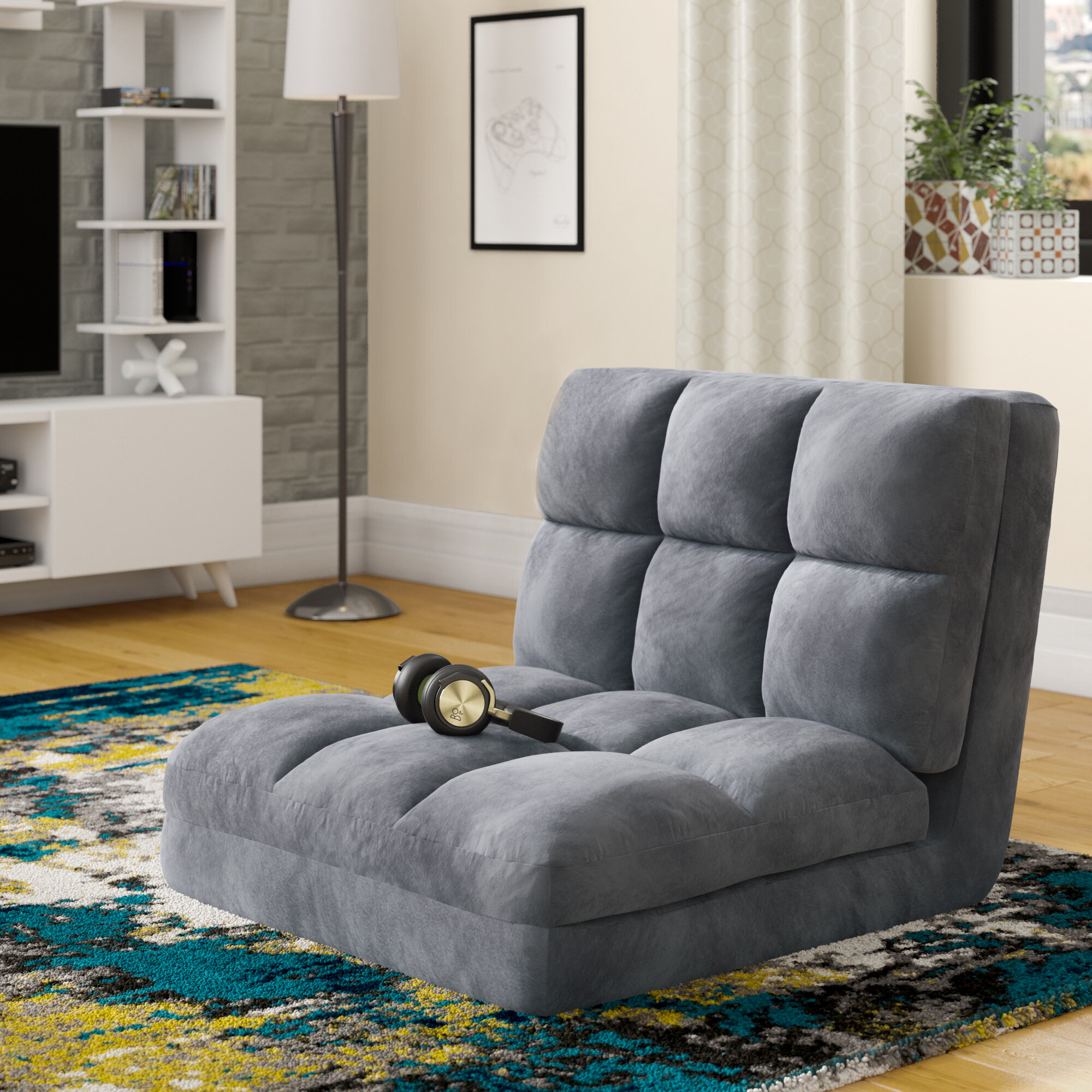 Microfiber Adjustable Convertible Flip Floor Game Chair