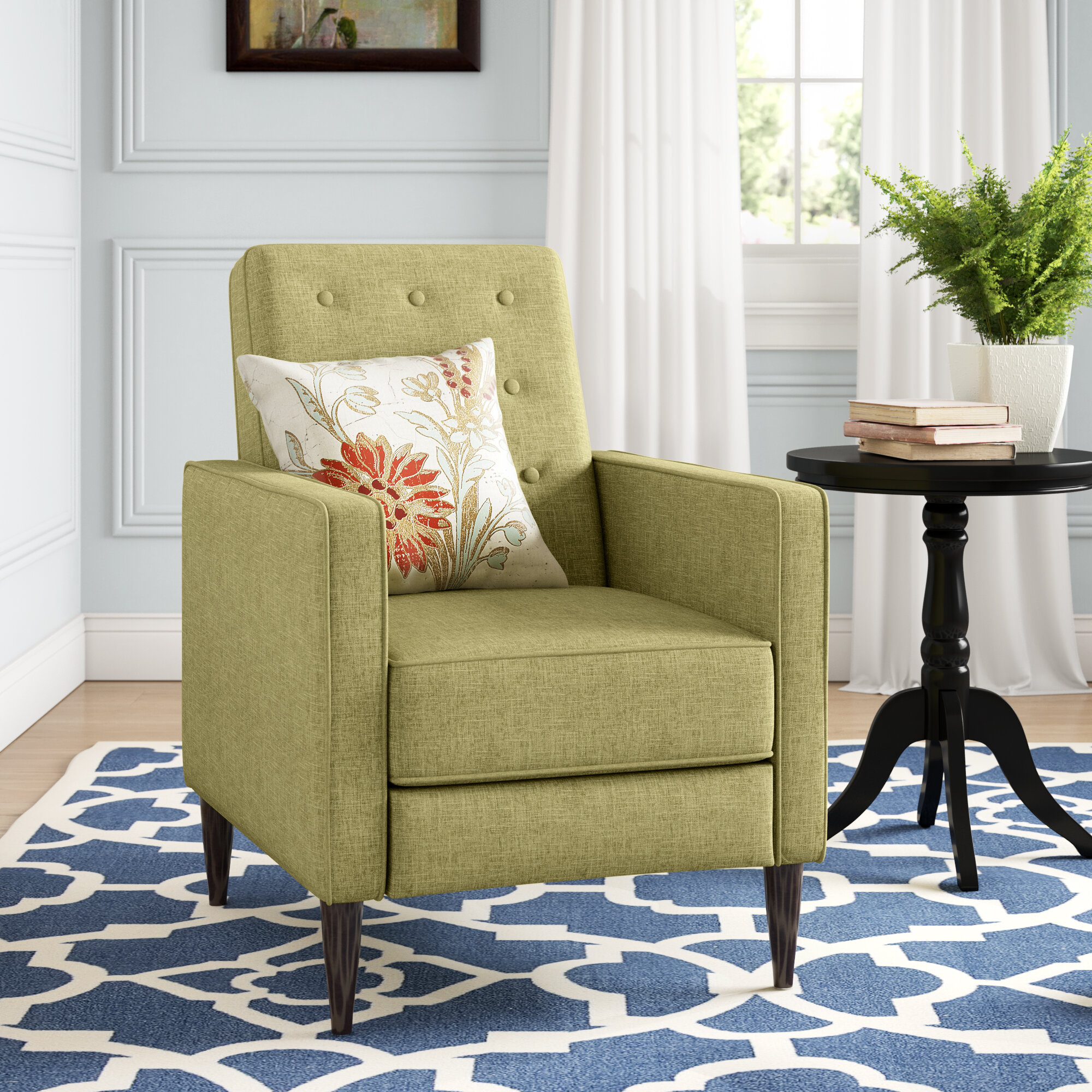 Muted Green Polyester Transitional Manual Recliner