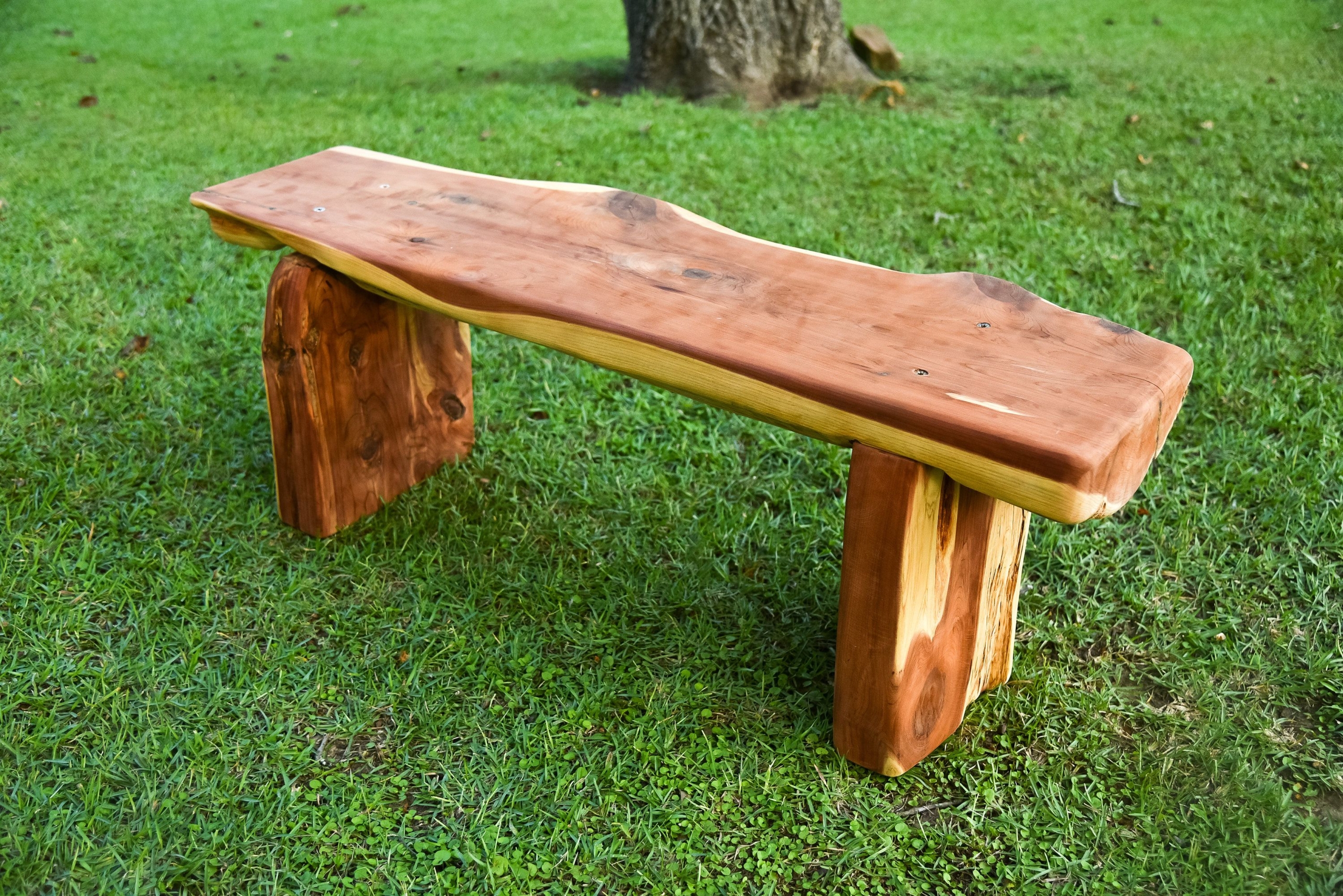 live edge garden bench