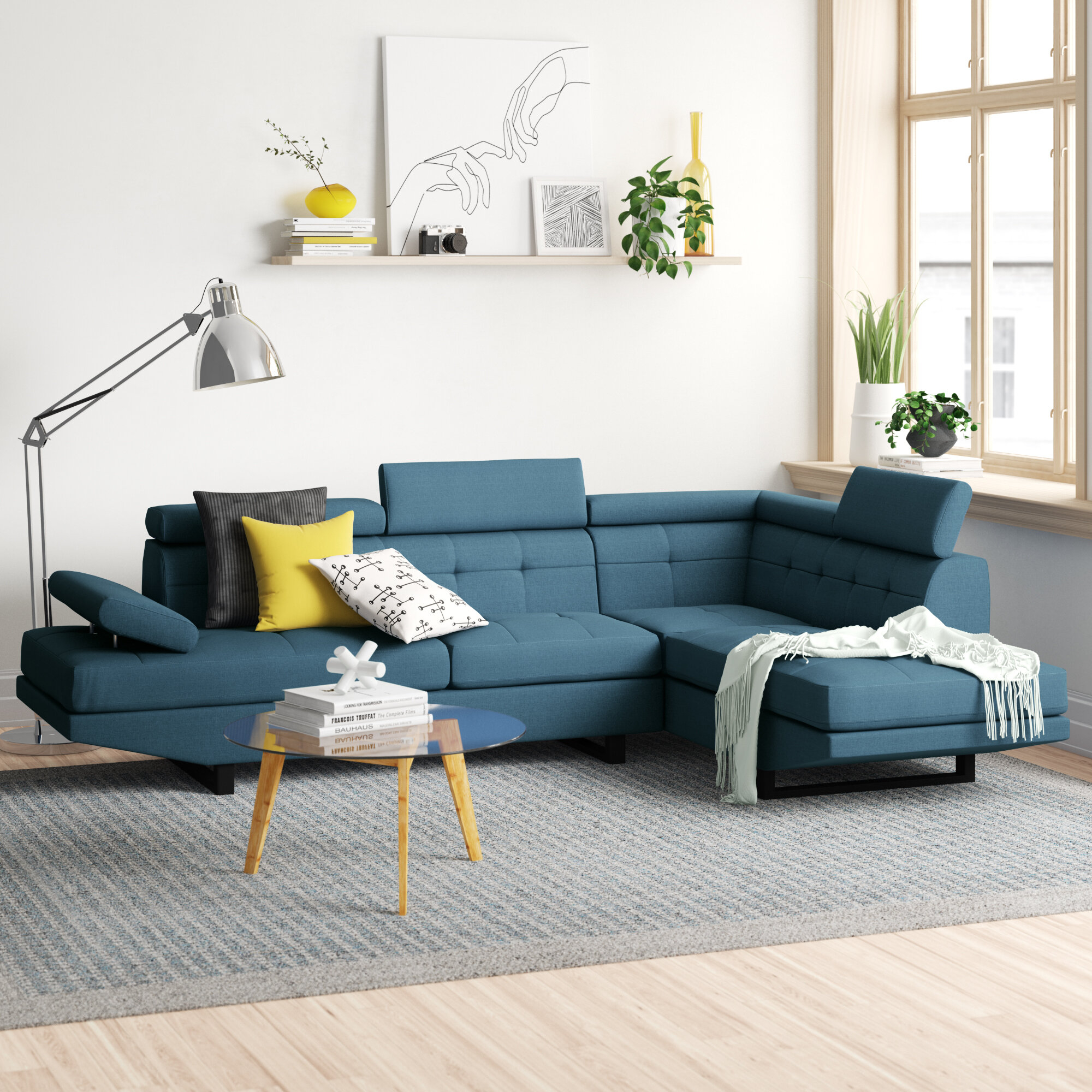 Orange Linen Polyester Sofa &amp;amp;amp; Chaise