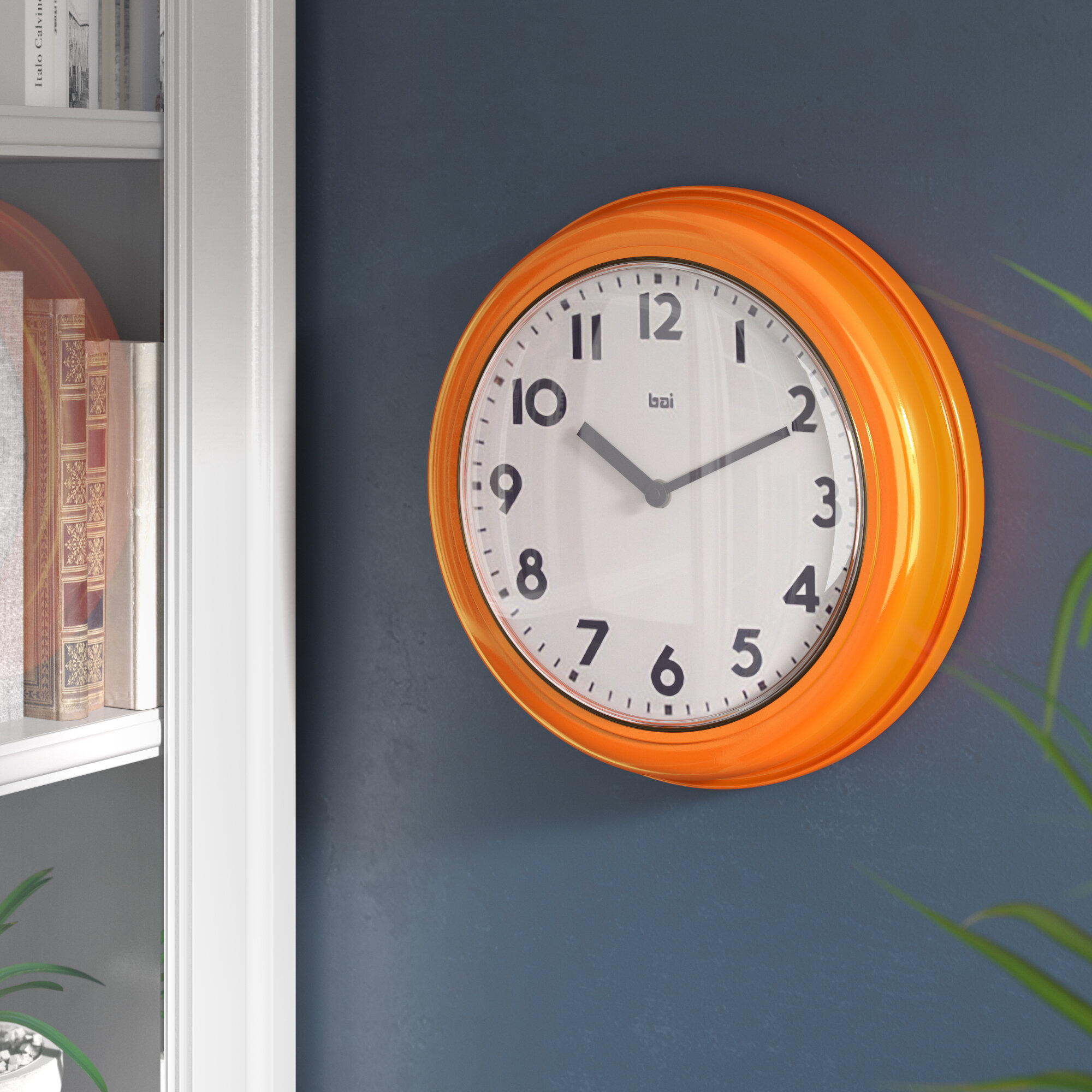 Orange Plastic Analog Wall Clock