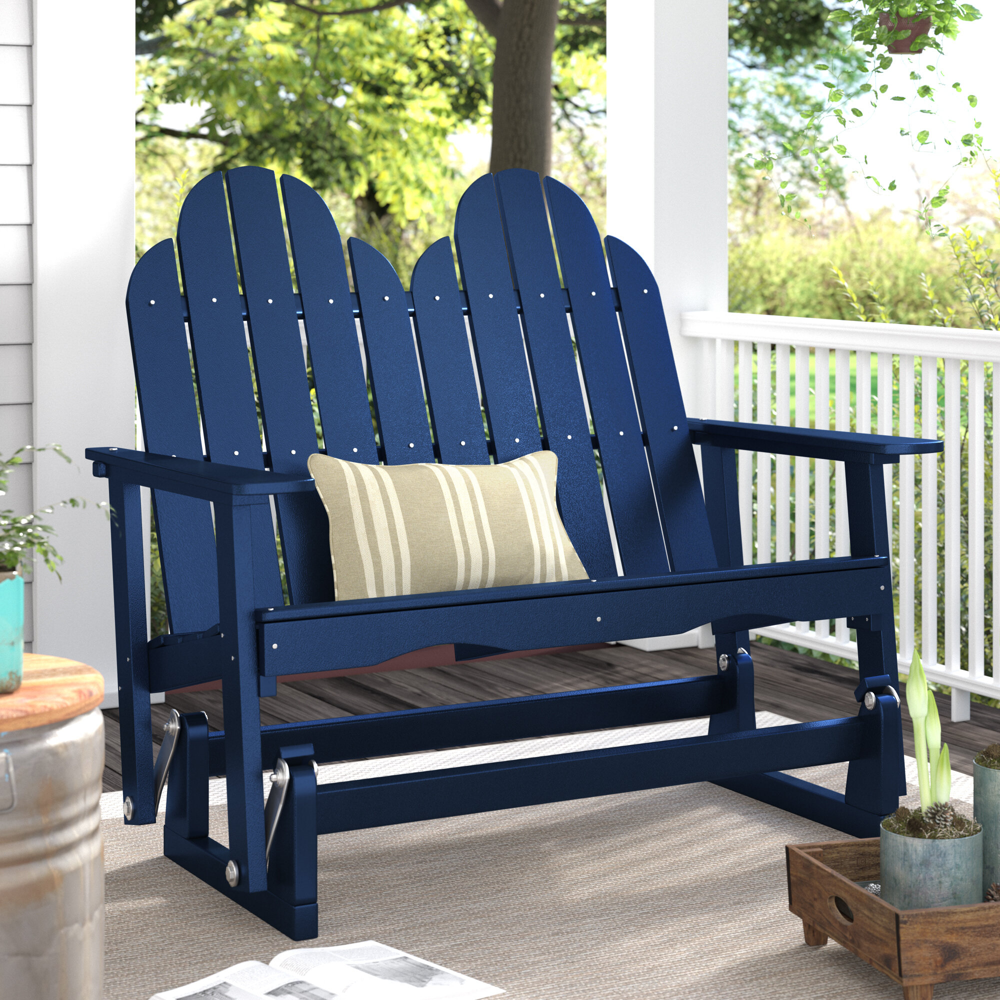 Patriot Blue High Quality Adirondack Glider Bench