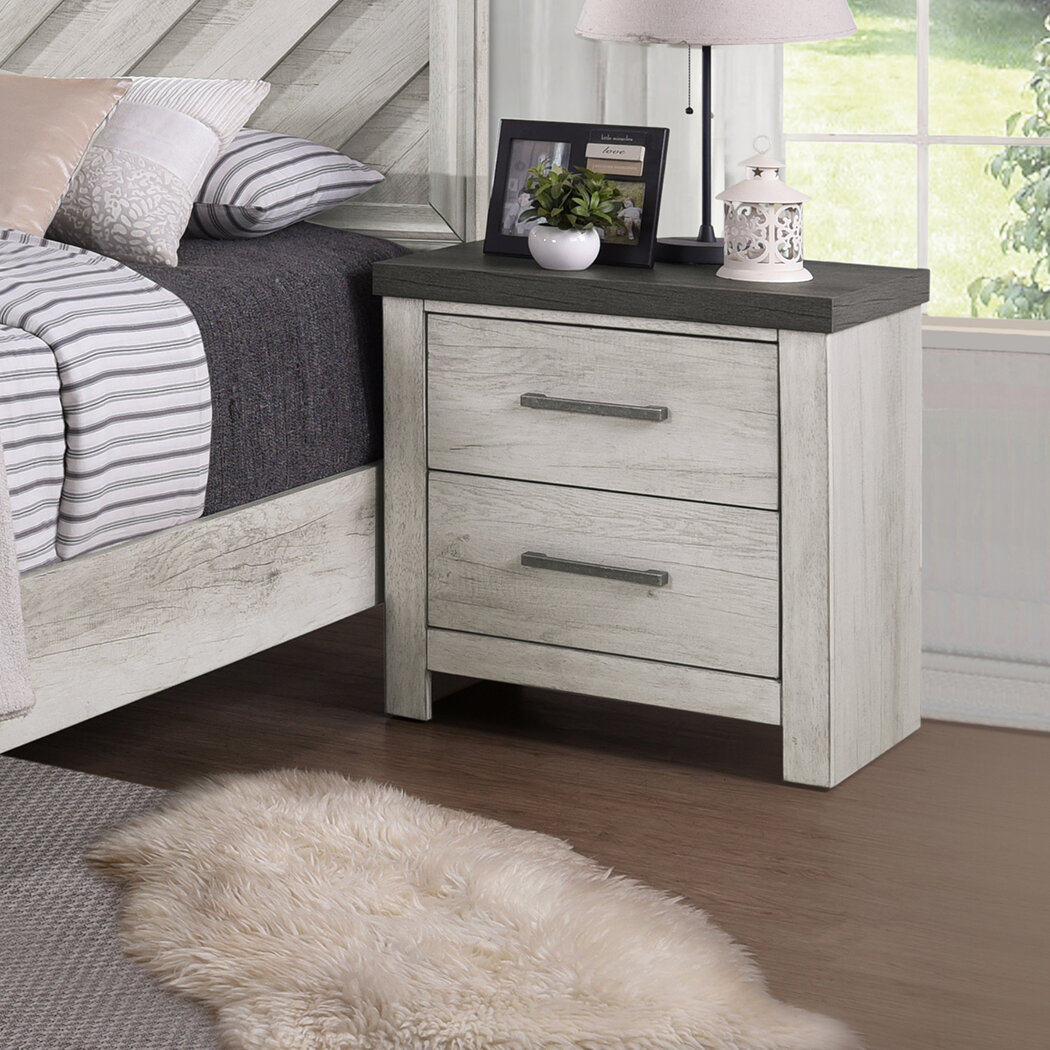 Pinar USB Charging 2 Drawer Nightstand