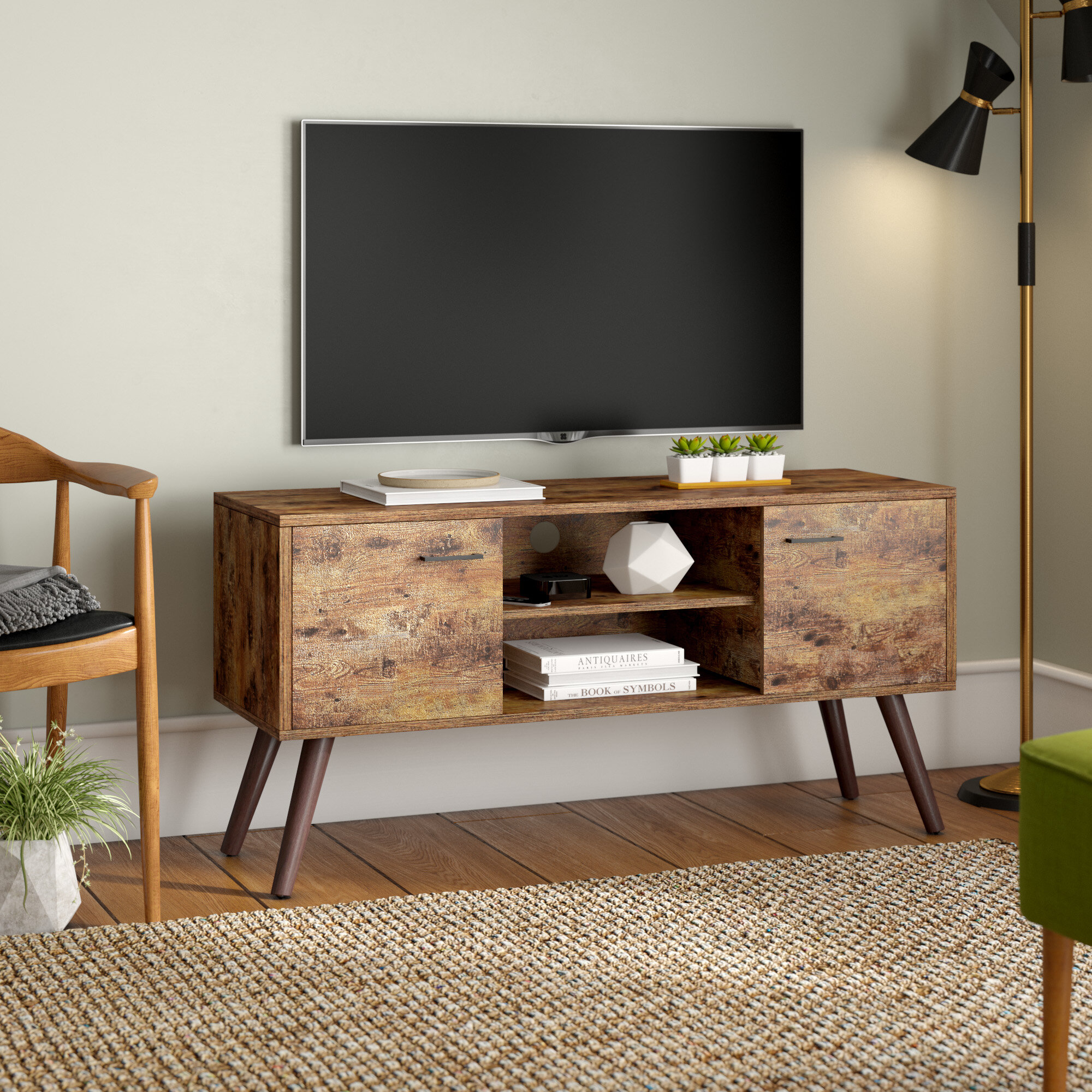 Pine Wenge Solid Manufactured Wood TV Stand