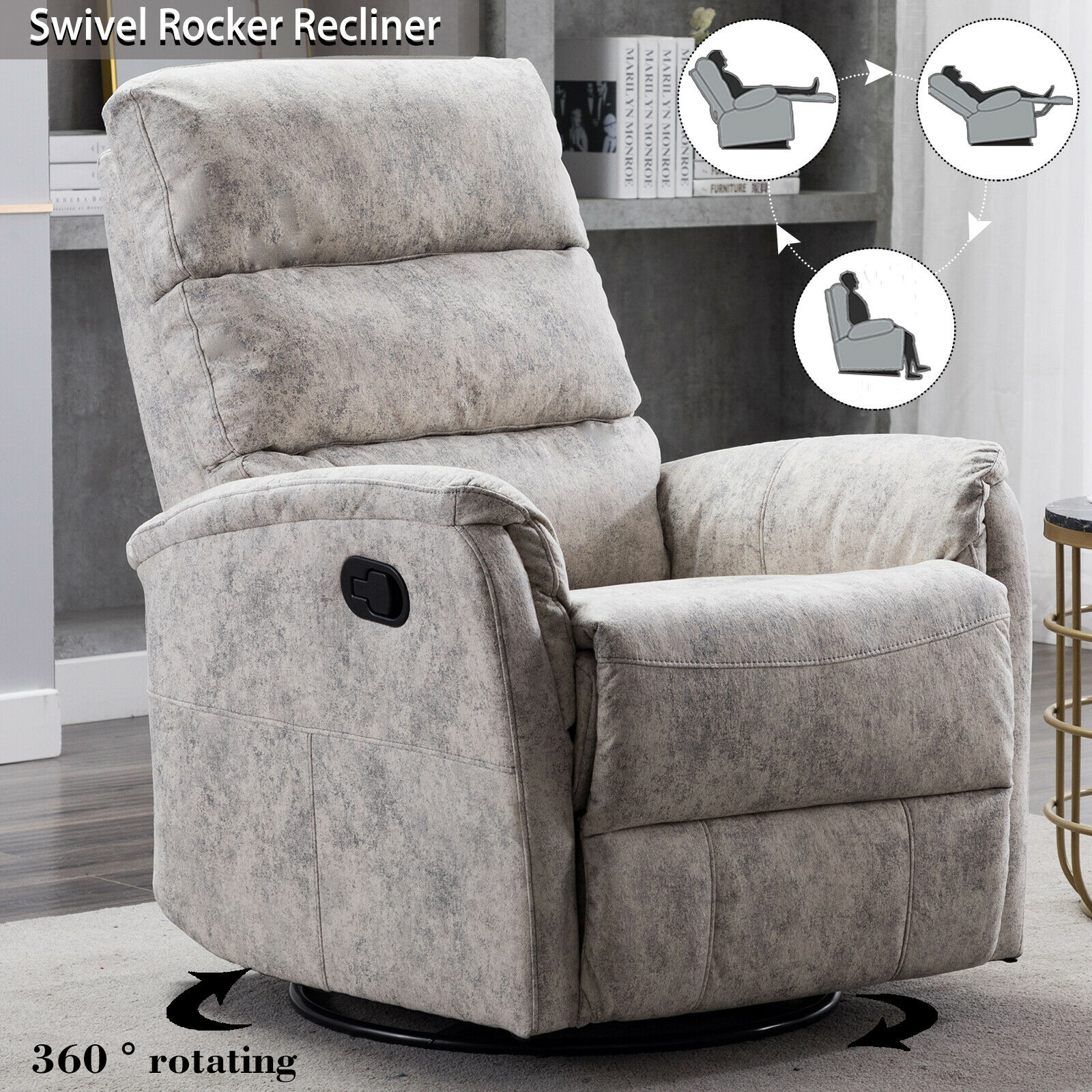 Polyester Blend Manual Rocker Glider Swivel Recliner