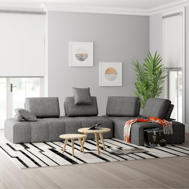 Polyester Gray Seating Component Modular Sectional