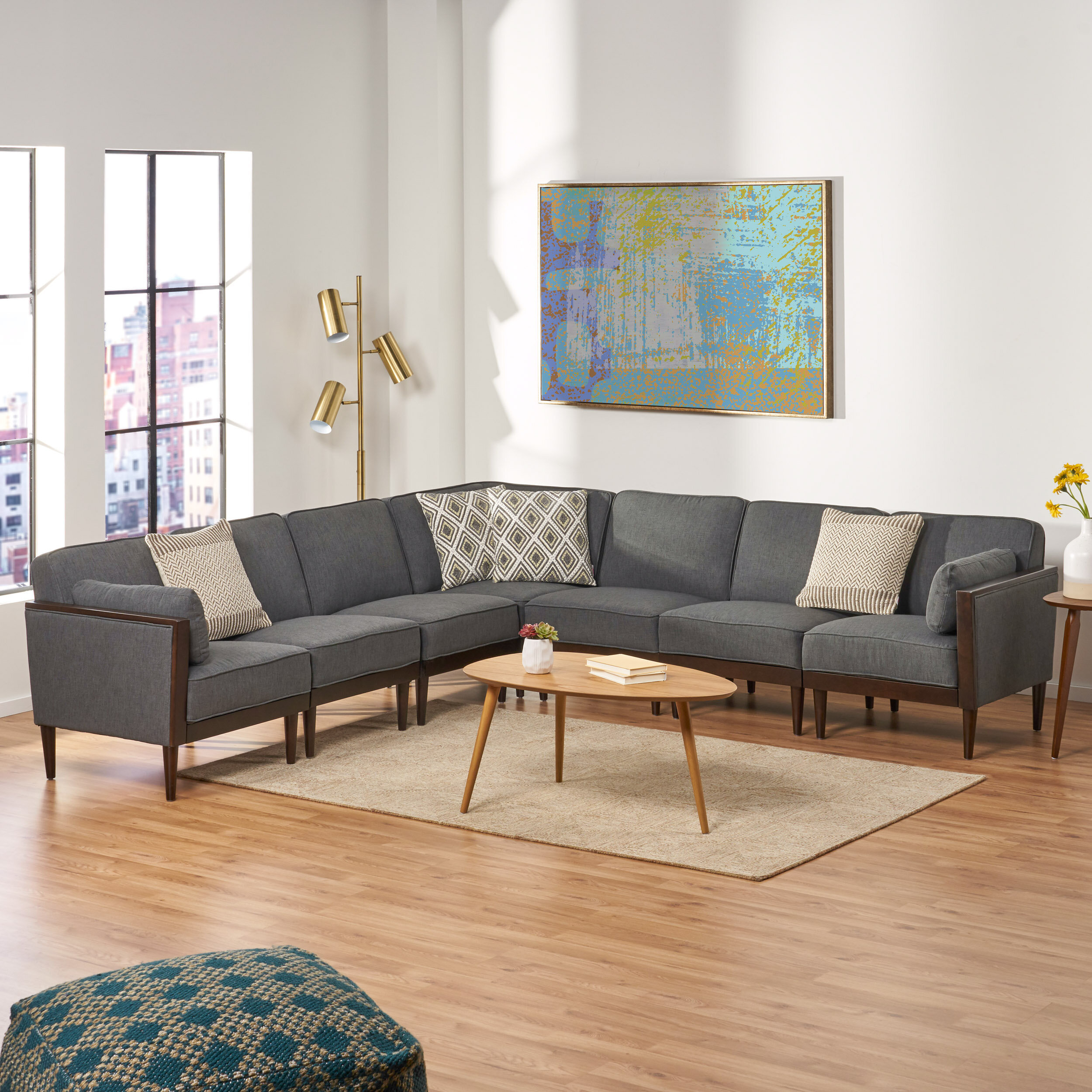 Polyester L Shaped Modular Corner Sectional