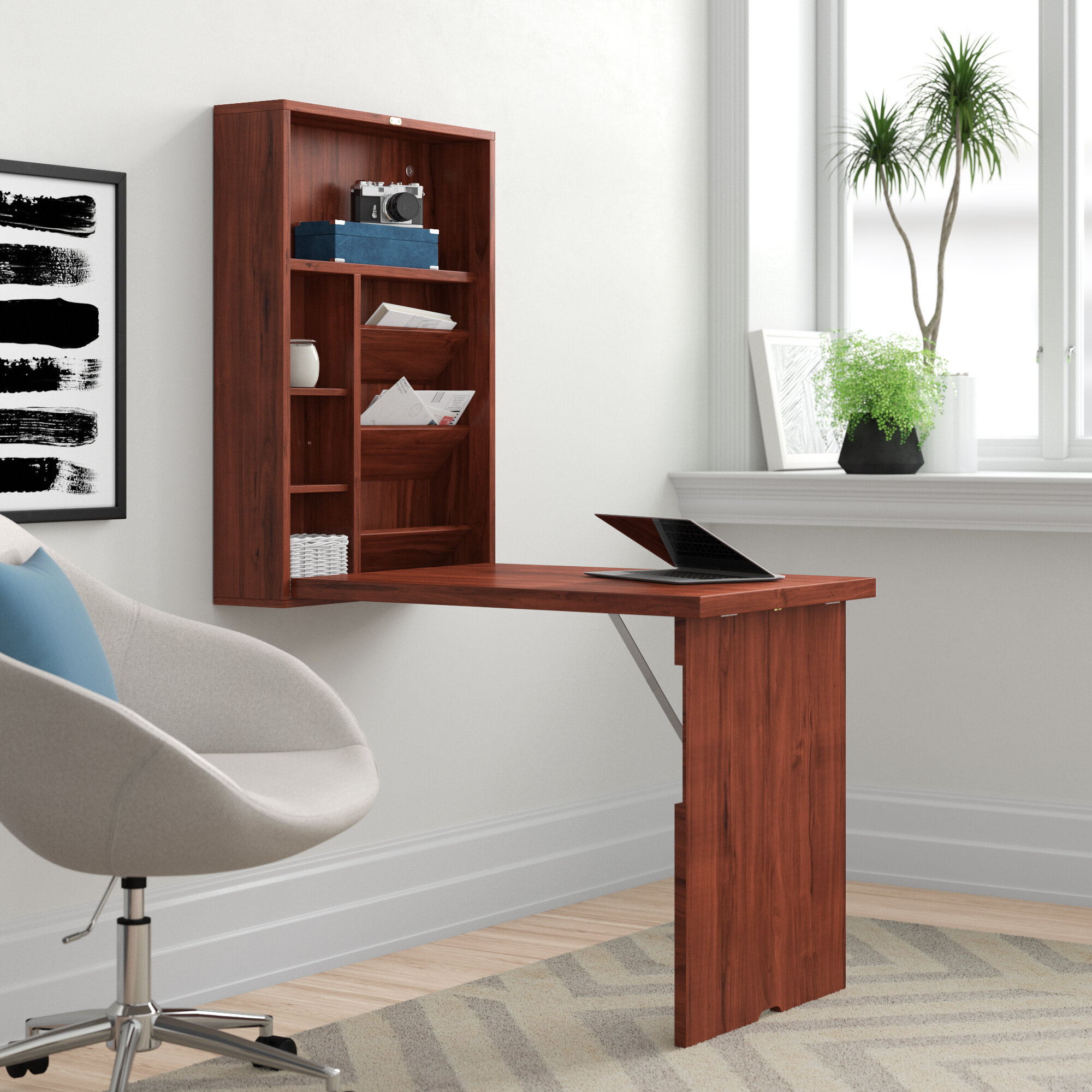 Rossville Floating Desk with Hutch