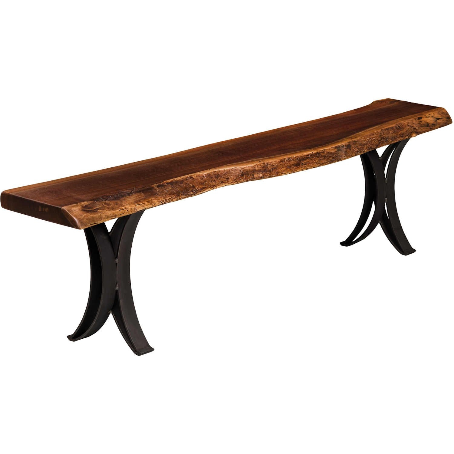 Rustic Live Edge Bench with Double Curved Base from ...