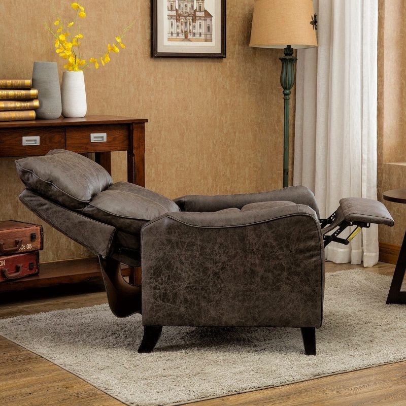 Smoke Gray Faux Leather Manual Recliner