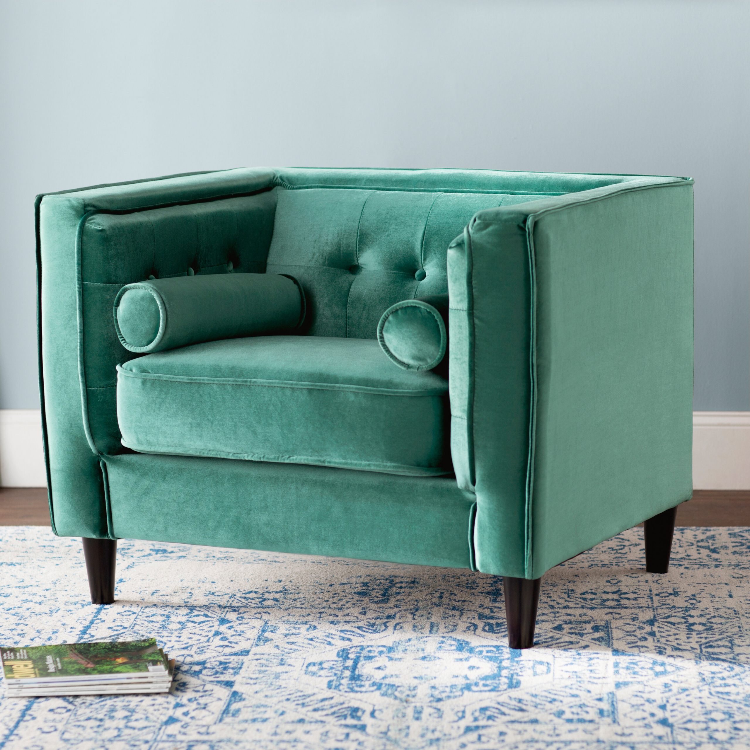 Solid Wood Metal Green Velvet Rocking Chair