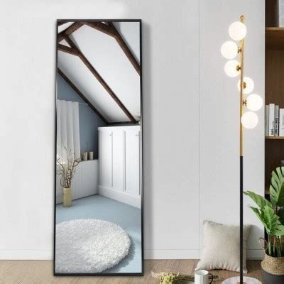 Space Gray Metal Aluminum Alloy Rectangle Freestanding Leaning Horizontal And Vertical Full Length Mirror