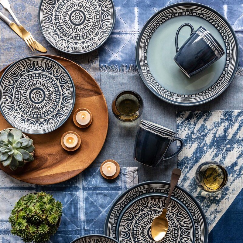 Stoneware Salad Dinner Plate Dinnerware Set