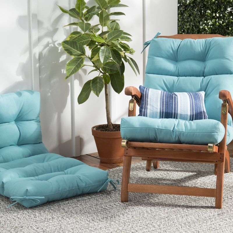 Teal Polyester Blend Indoor Outdoor Lounge Chair Cushion