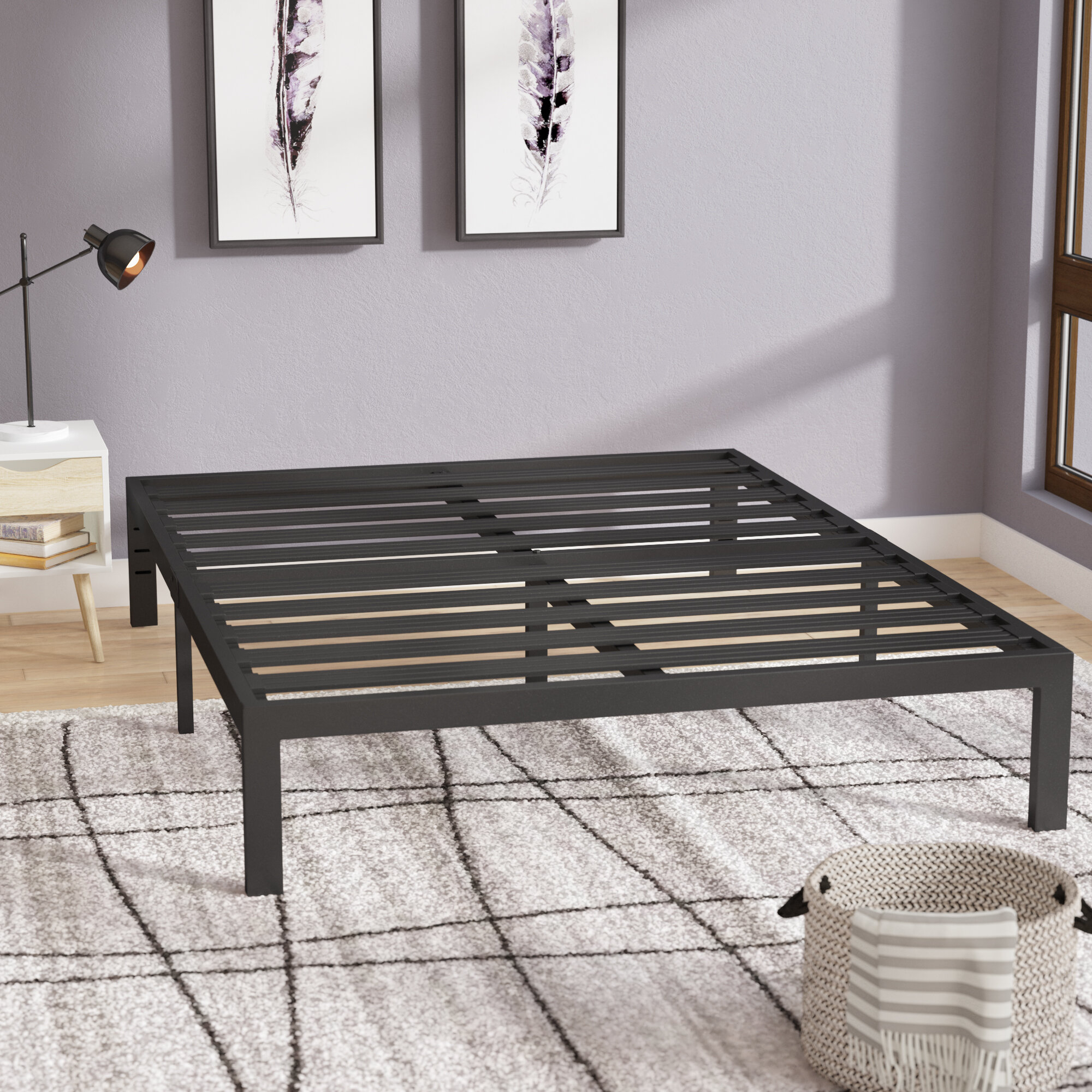 Twin Black Platform Metal Steel Heavy Duty Bed Frame