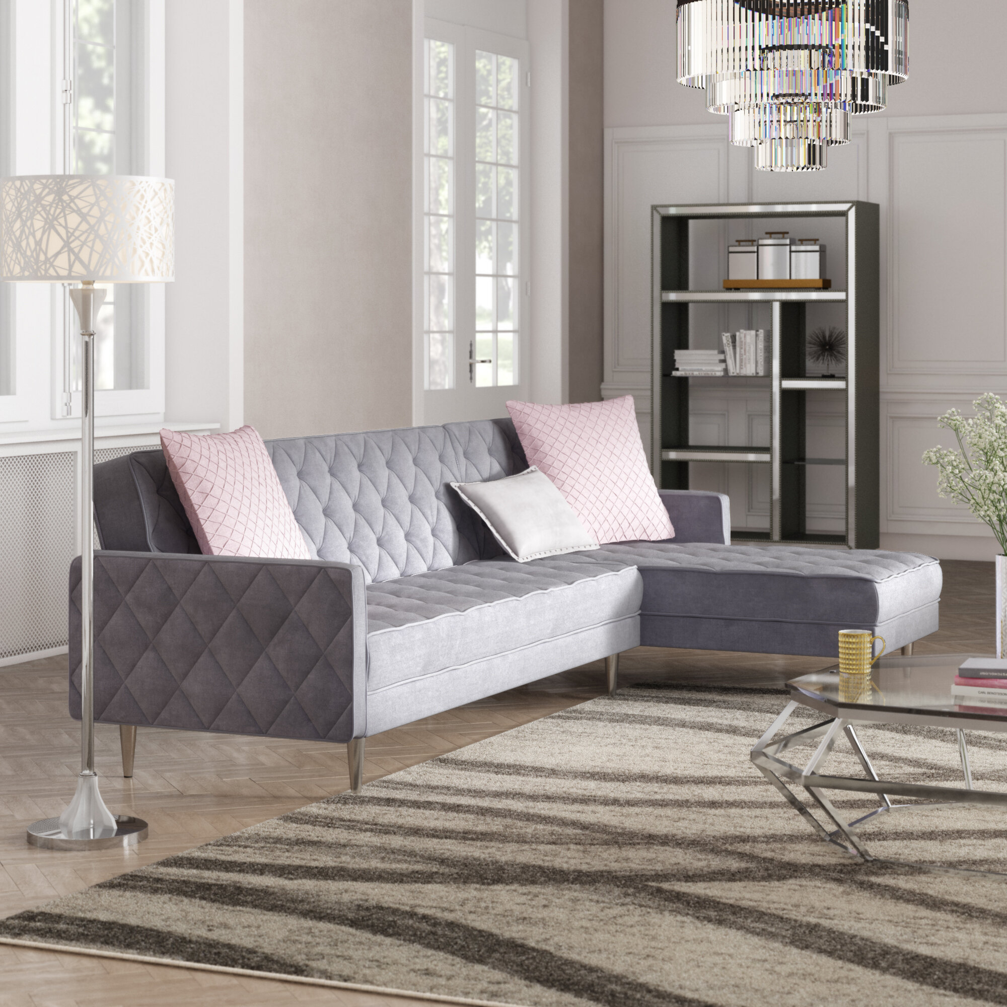 Velvet Quartz Reversible Sofa &amp;amp;amp; Chaise