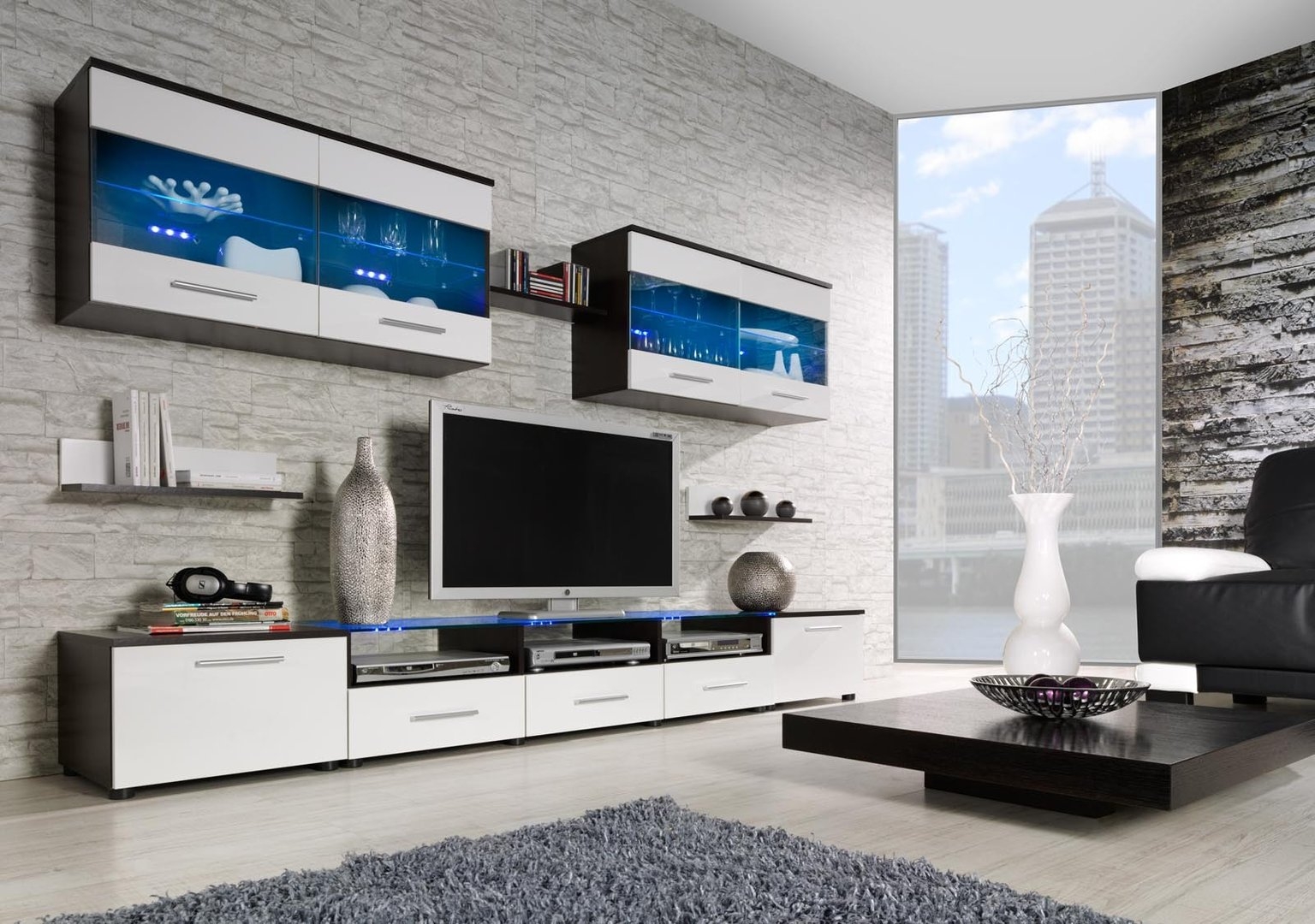 Wenge White Manufactured Wood Entertainment Center