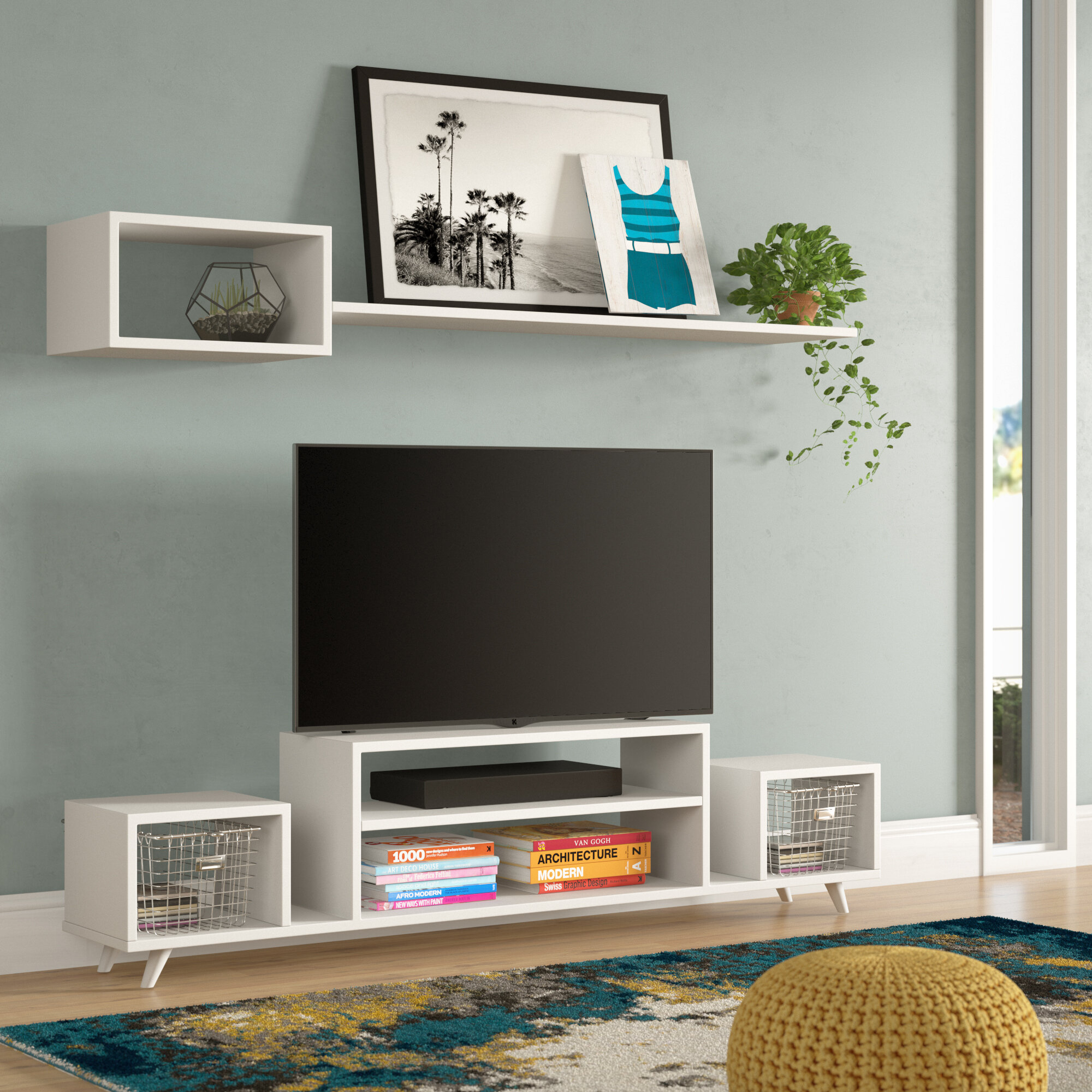 White Manufactured Wood Entertainment Center
