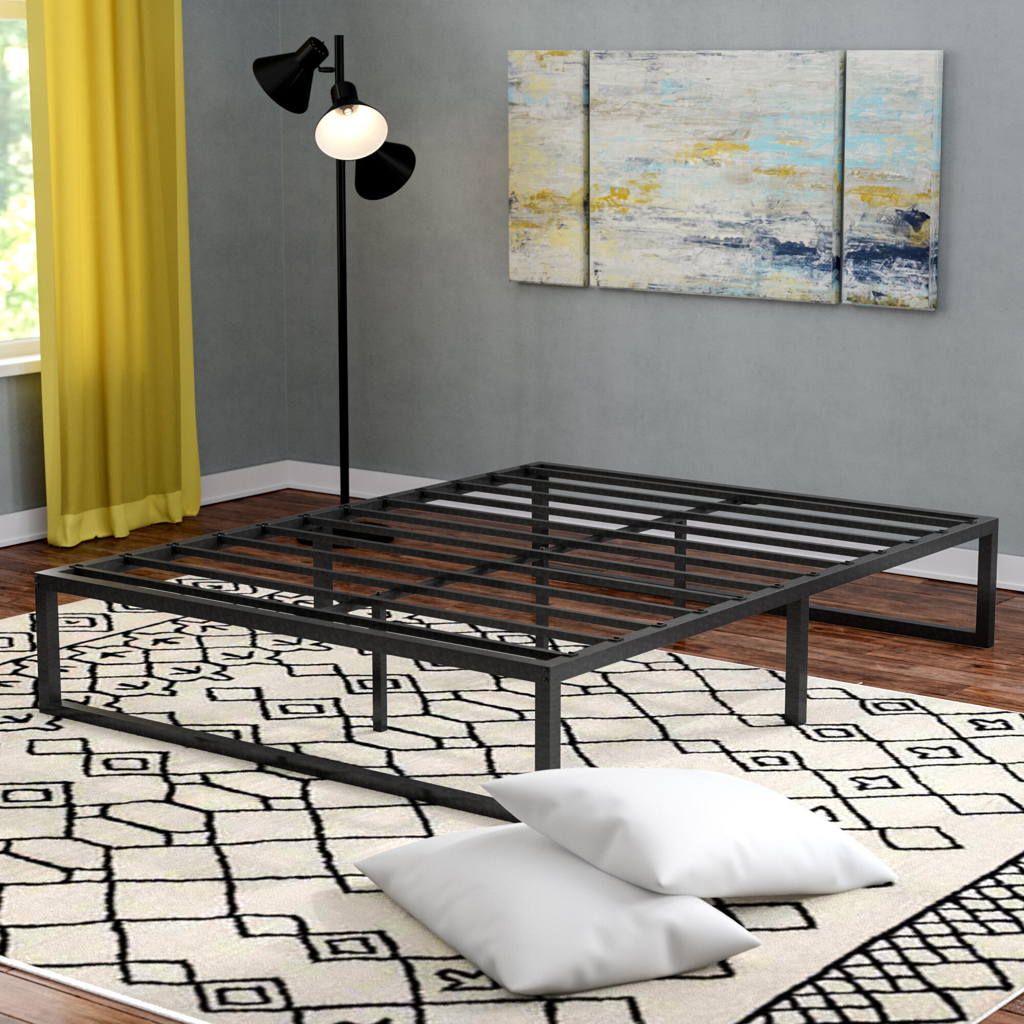 White Metal Steel Low Poster Bed Frame