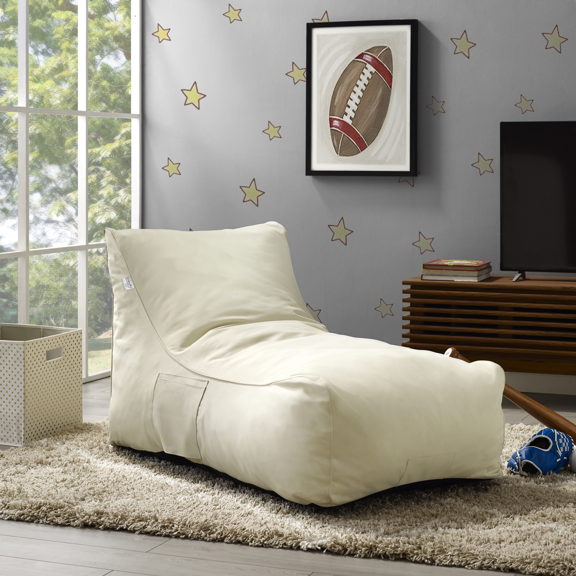 White Nylon Bean Bag Lounger