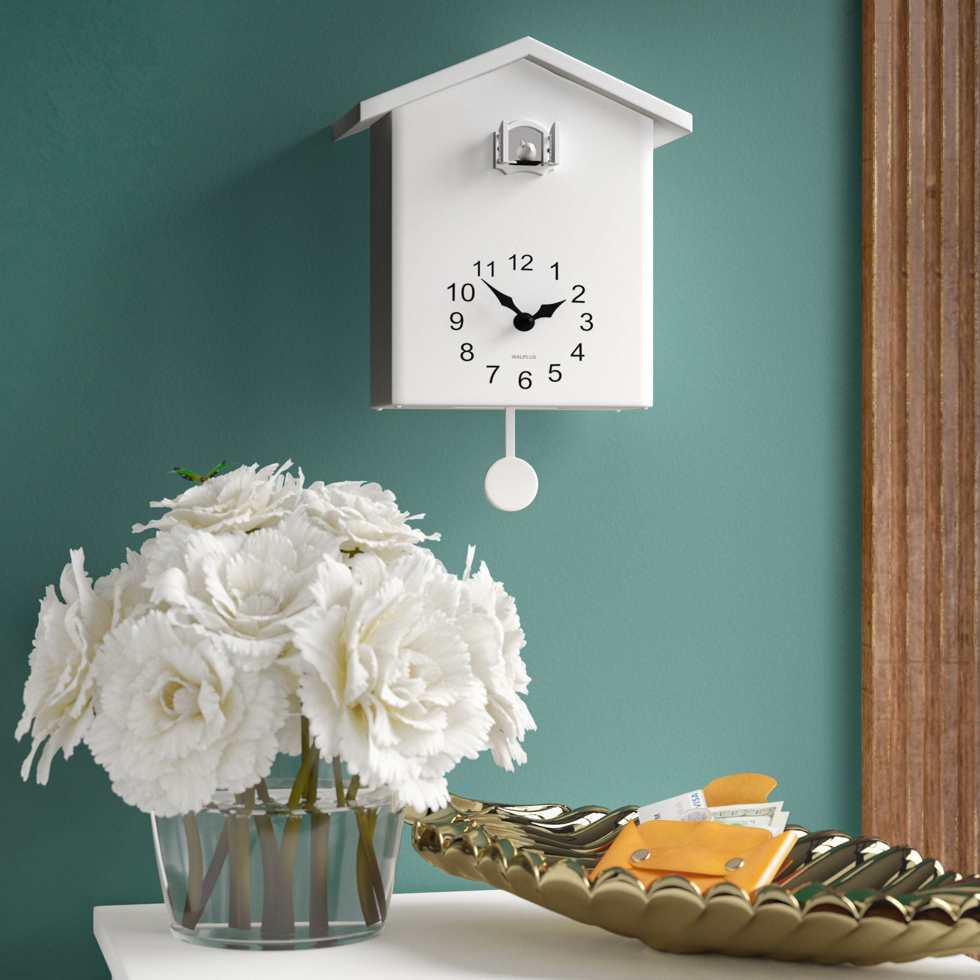 White Window Plastic Cuckoo Wall Clock