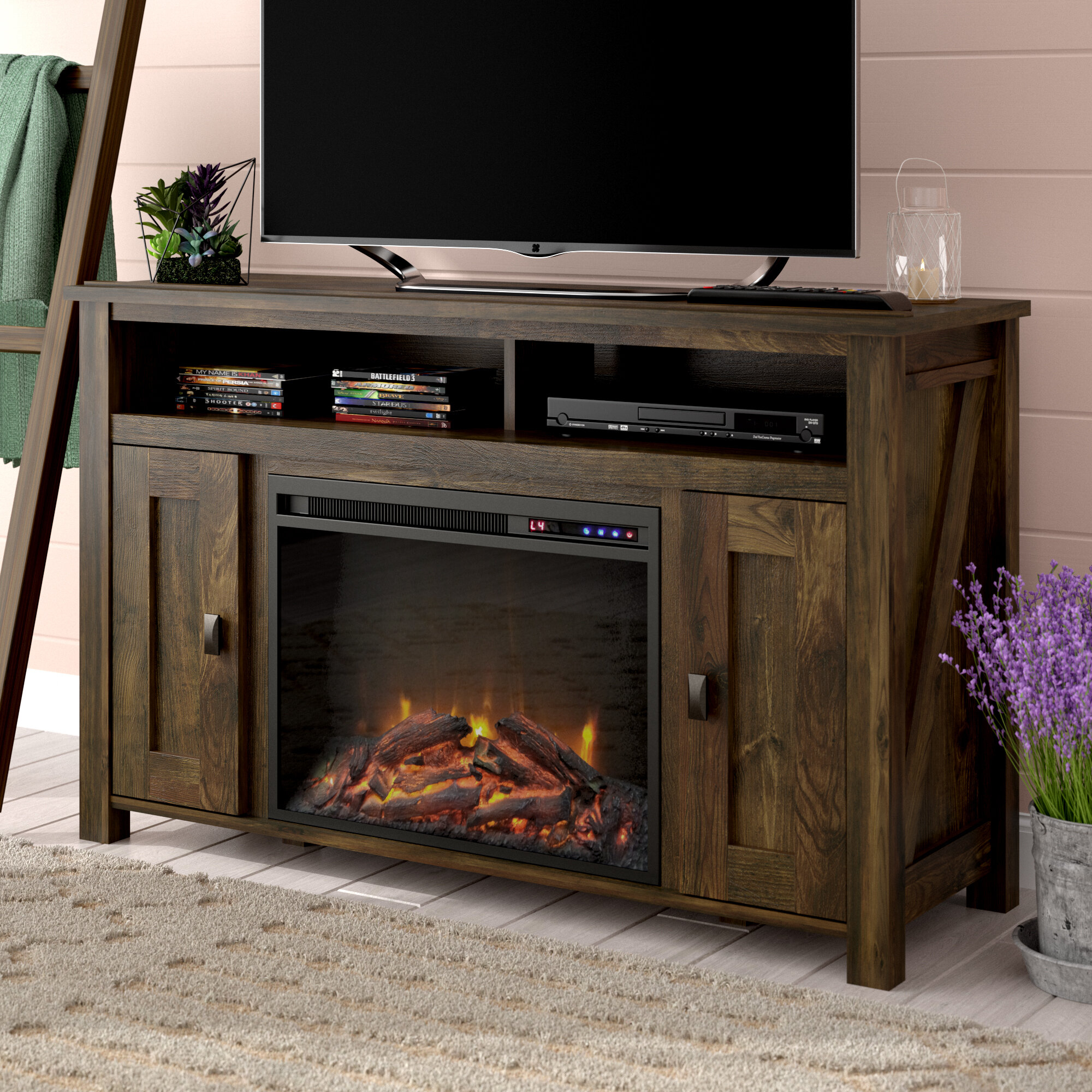 Whittier TV Stand for TVs up to 50" with Electric Fireplace Included