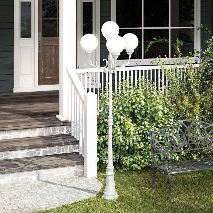 4-Light Full Post Lamp in White