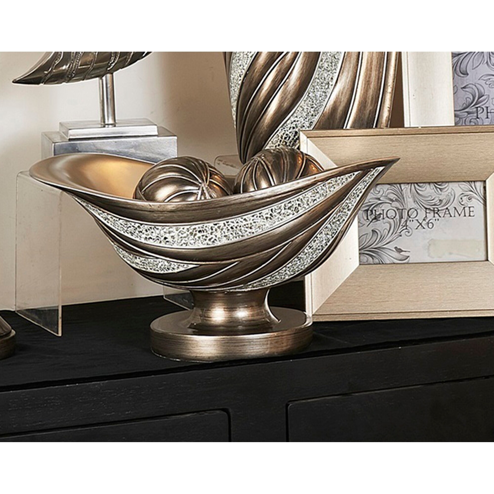 Abstract Silver Decorative Bowl