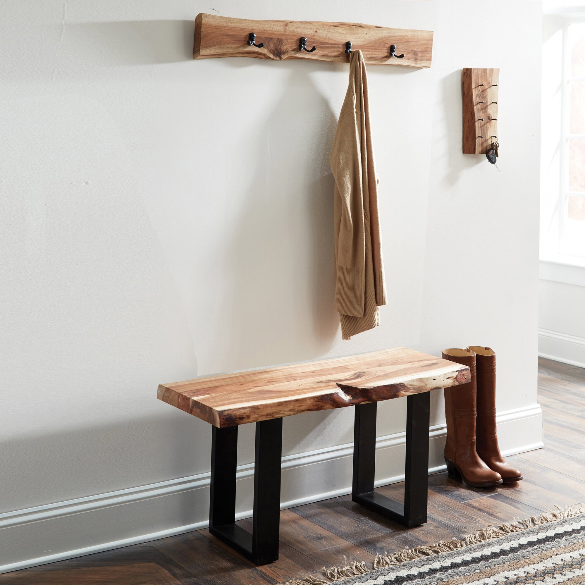 Acacia Solid Wood Hall Tree