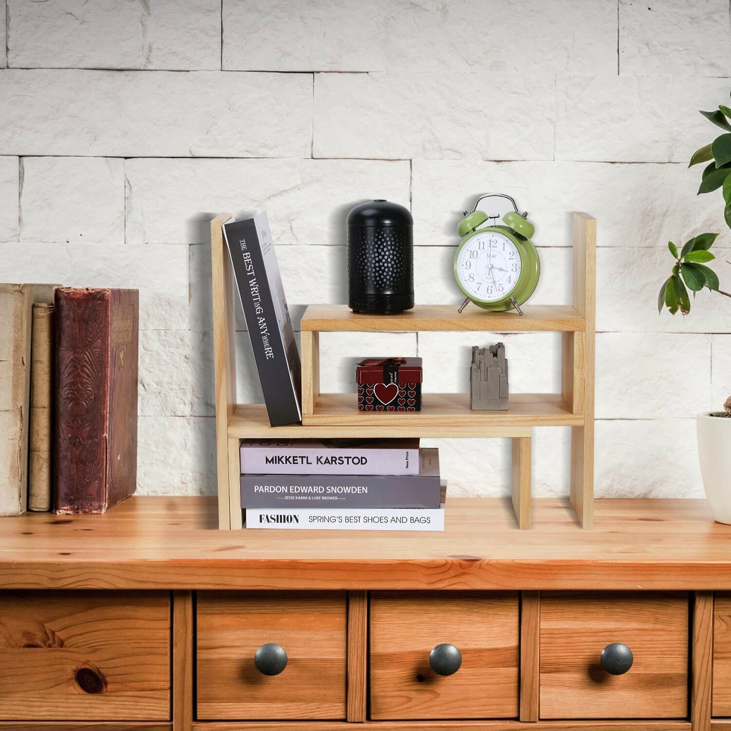 Adjustable Desk Organizer in Natural Wood