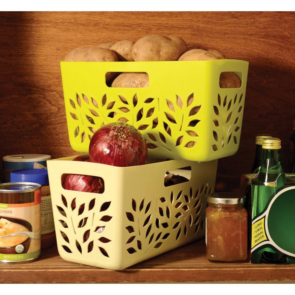Almond Plastic Rectangle Pantry Basket